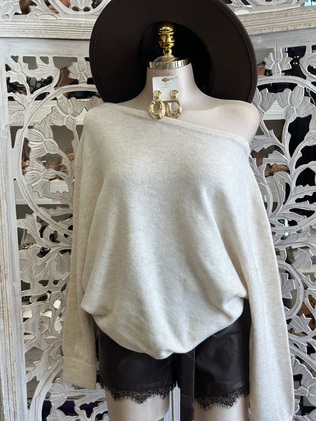 Oversized Oatmeal Soft-Knit Sweater