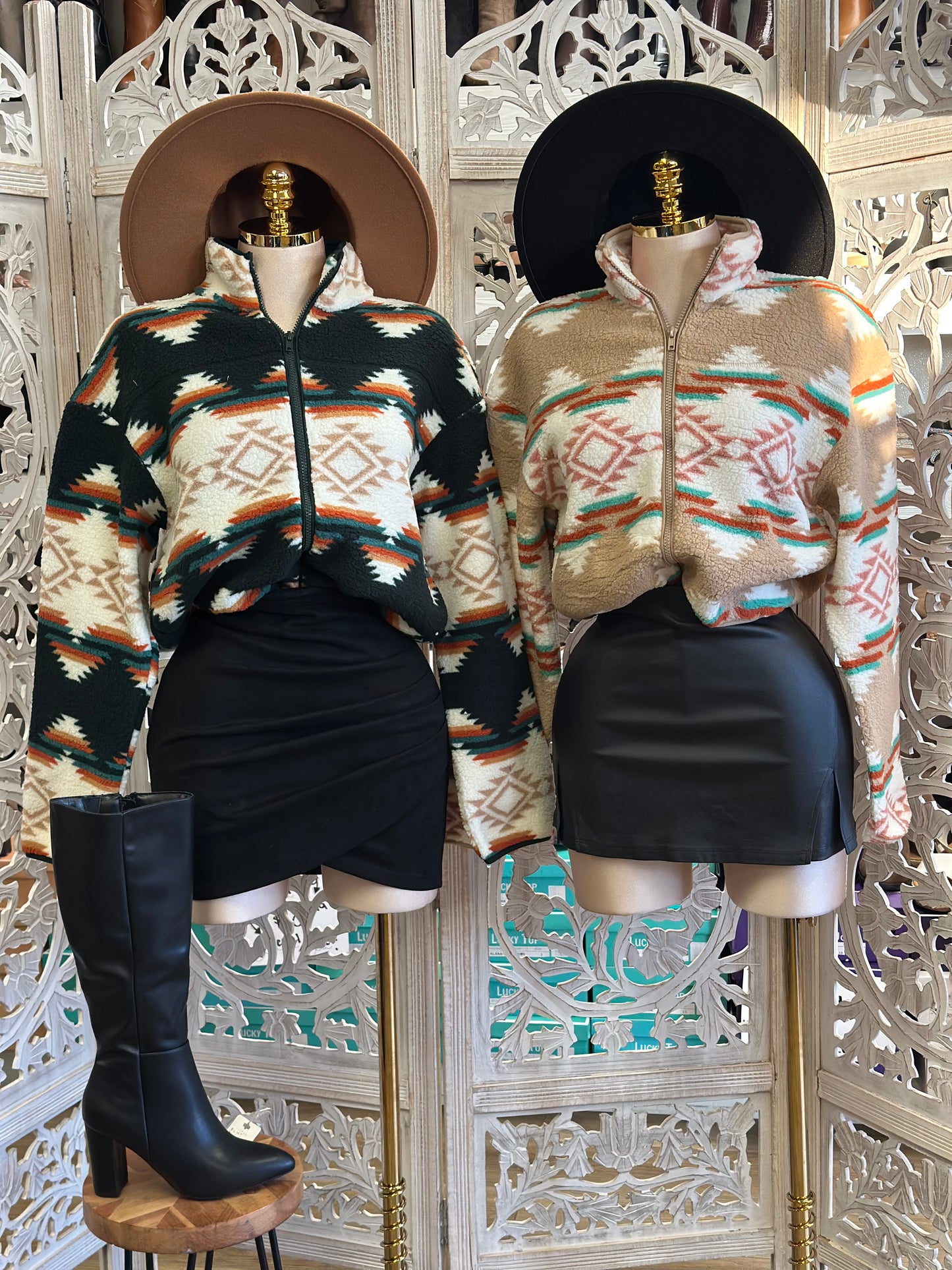 Winter Aztec Print Sherpa Jacket