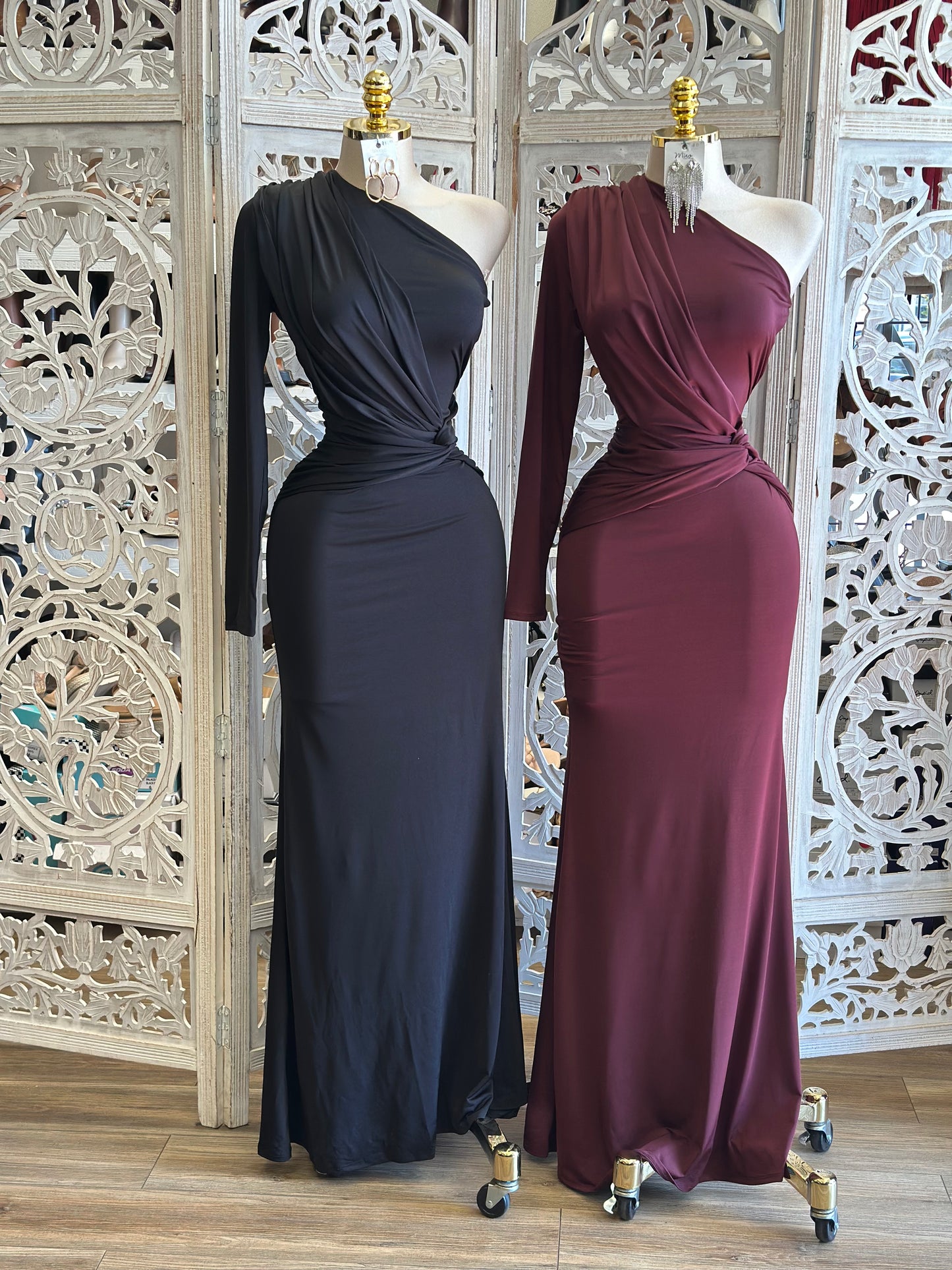 One Sleeve Knotted Dress- Stretchy,Estira