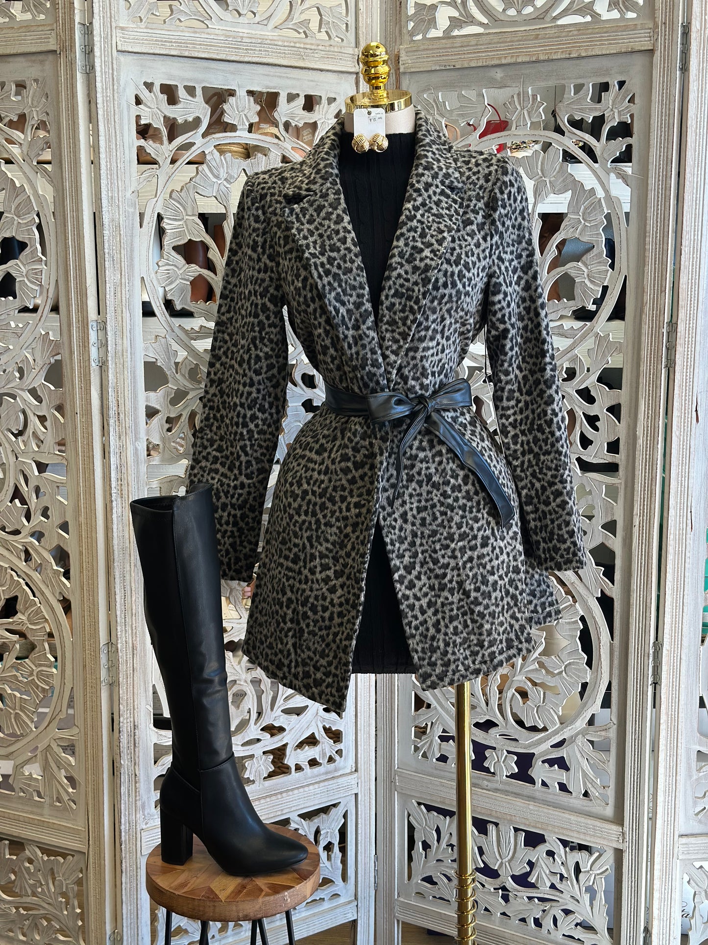 Leopard Print Midsize Coat
