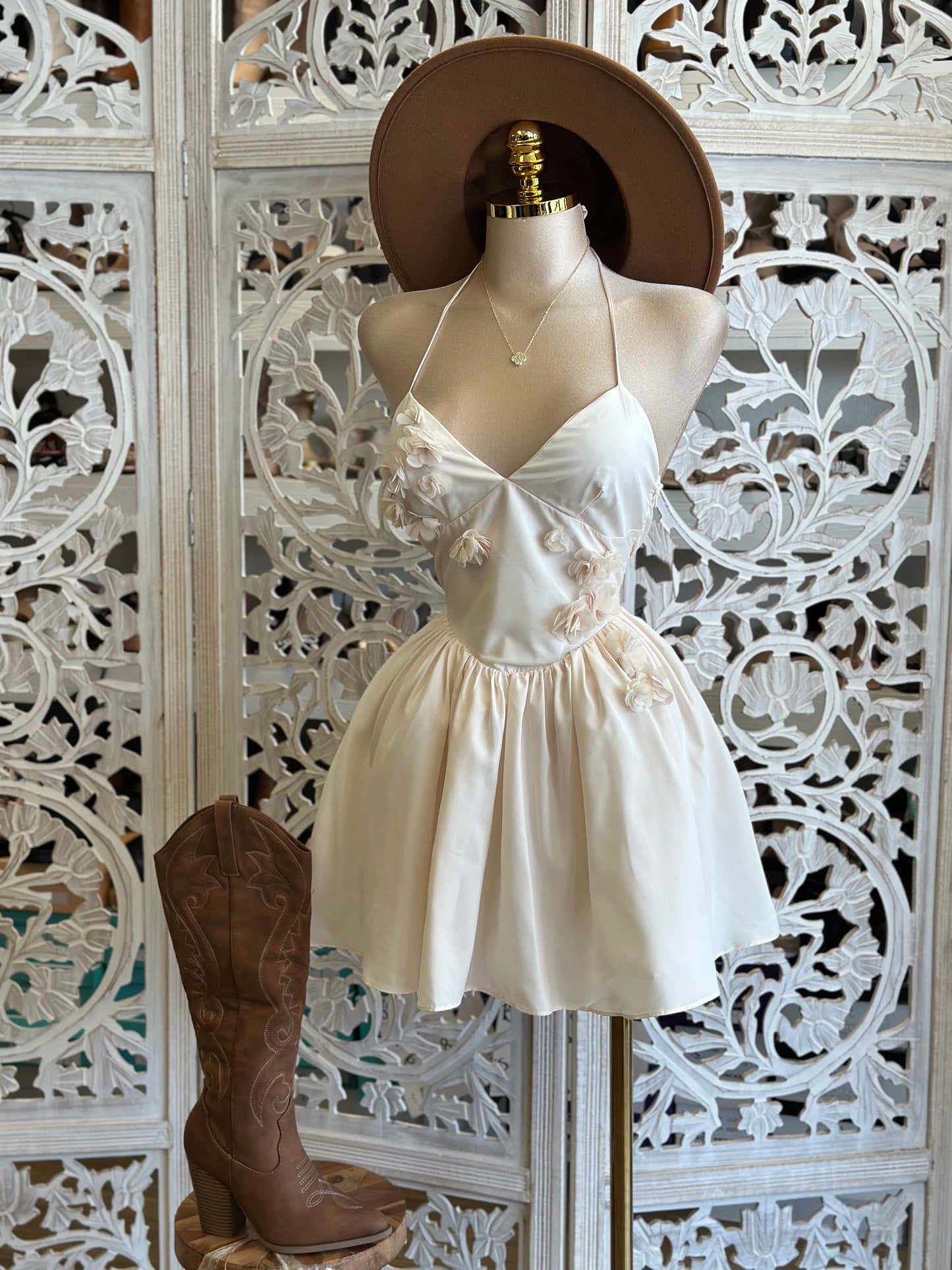 Floral Puffy Mini Dress- Not Stretchy, No Estira