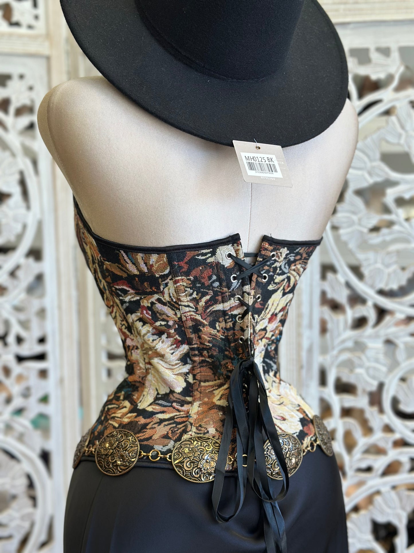Heart Line Print Corset Top - No Estira, Not Stretchy