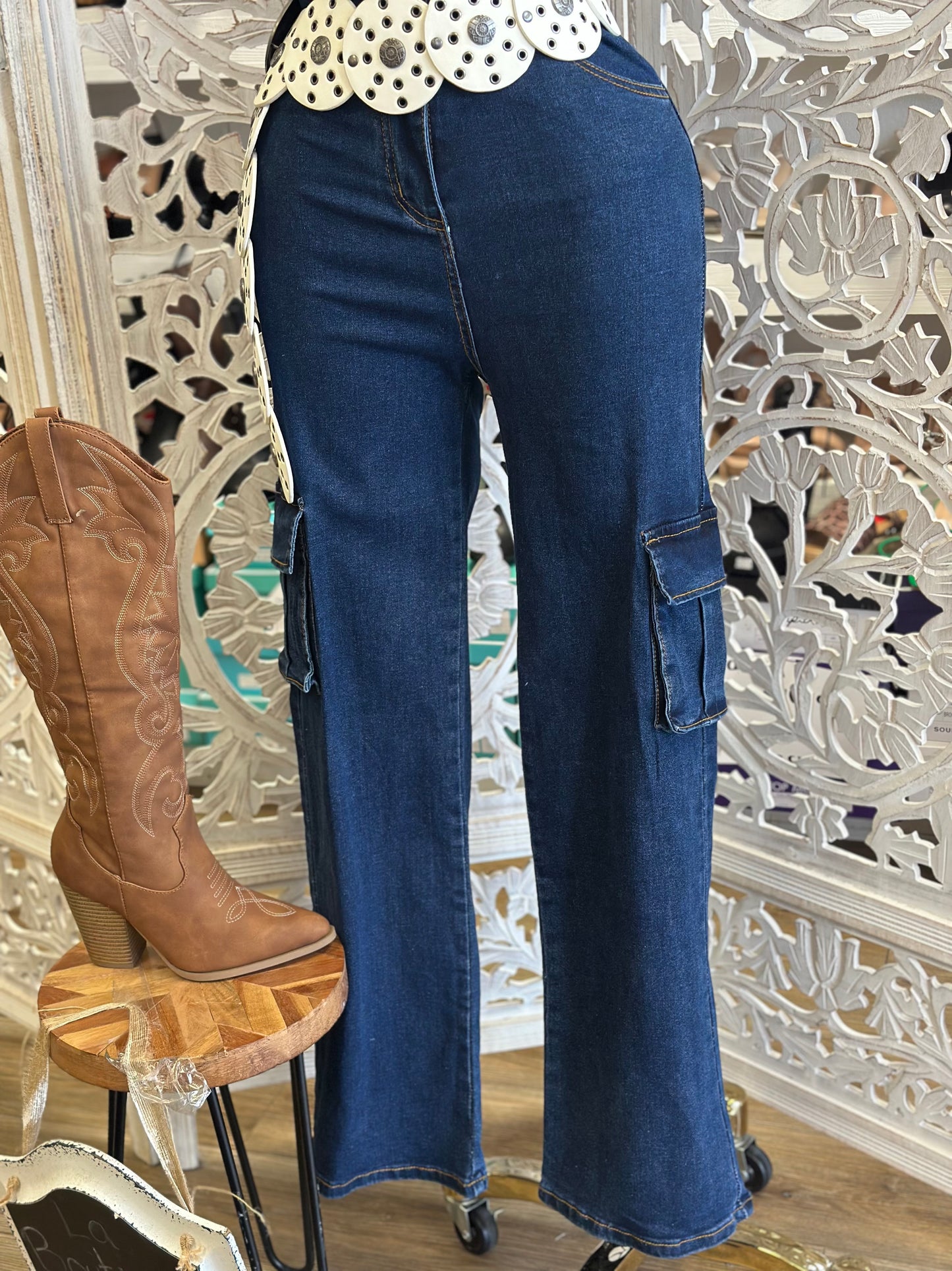 Denim Collard Sleeveless Jumpsuit - Stretchy,Estira