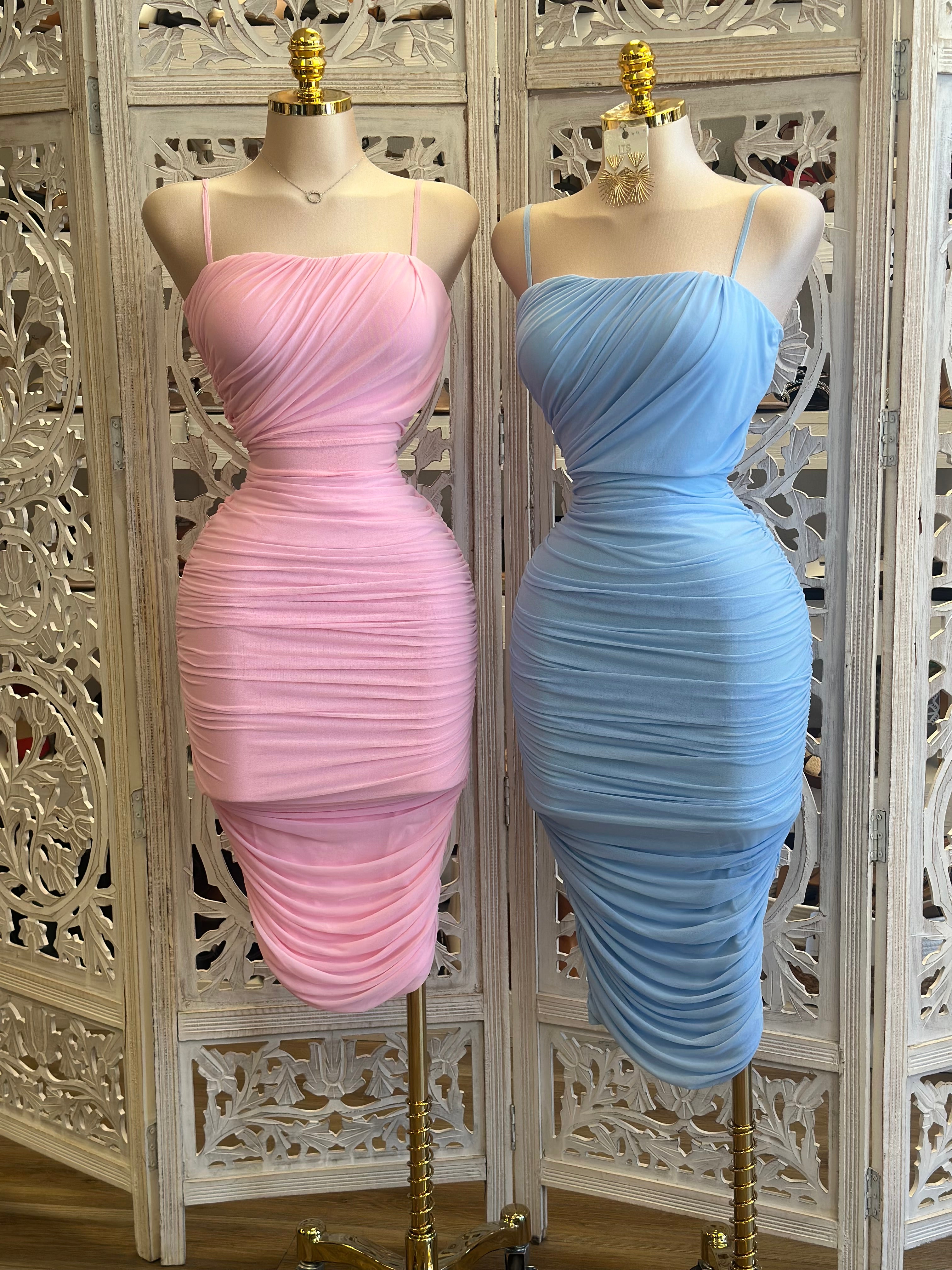 Thin Strap Draped Midi Dress