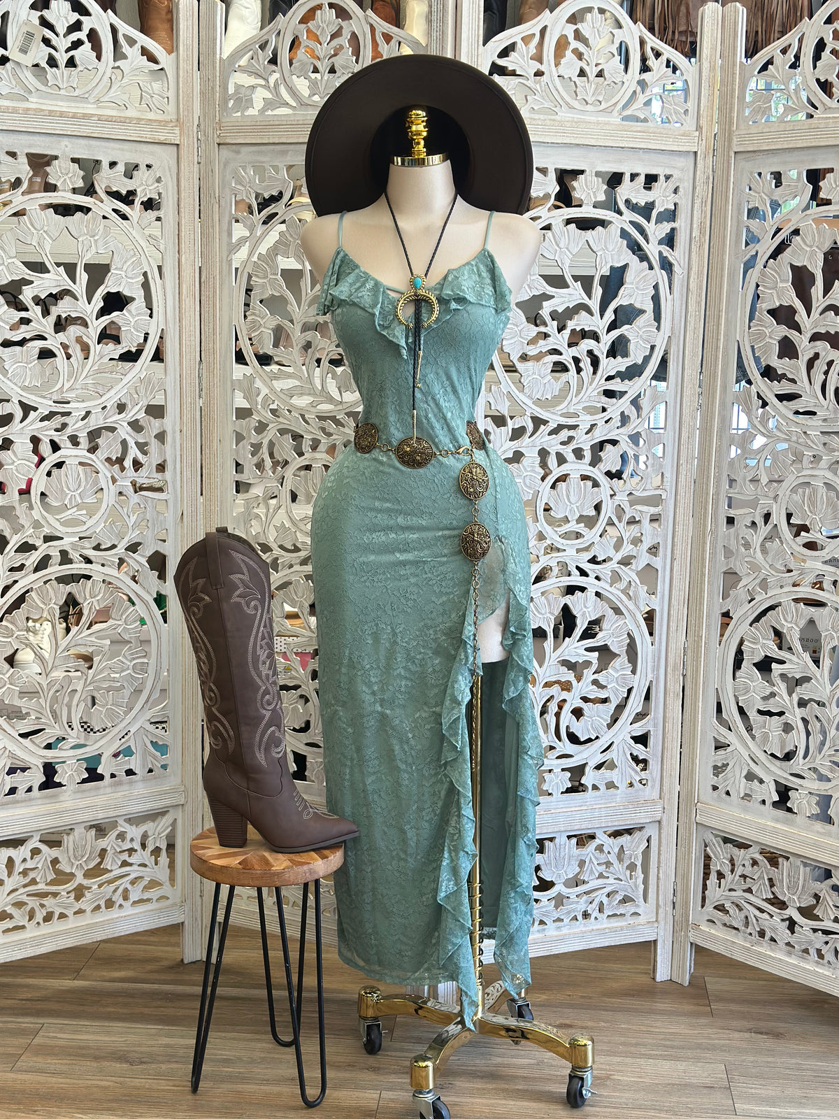 Sienna Turquoise Ruffle Dress- Stretchy, Estira