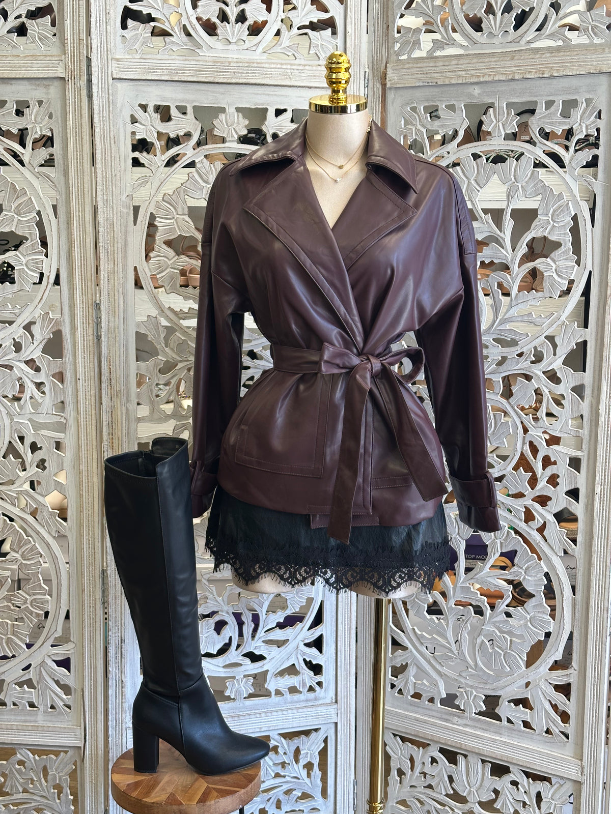 Sabrina Venetian Trim Mini Coat