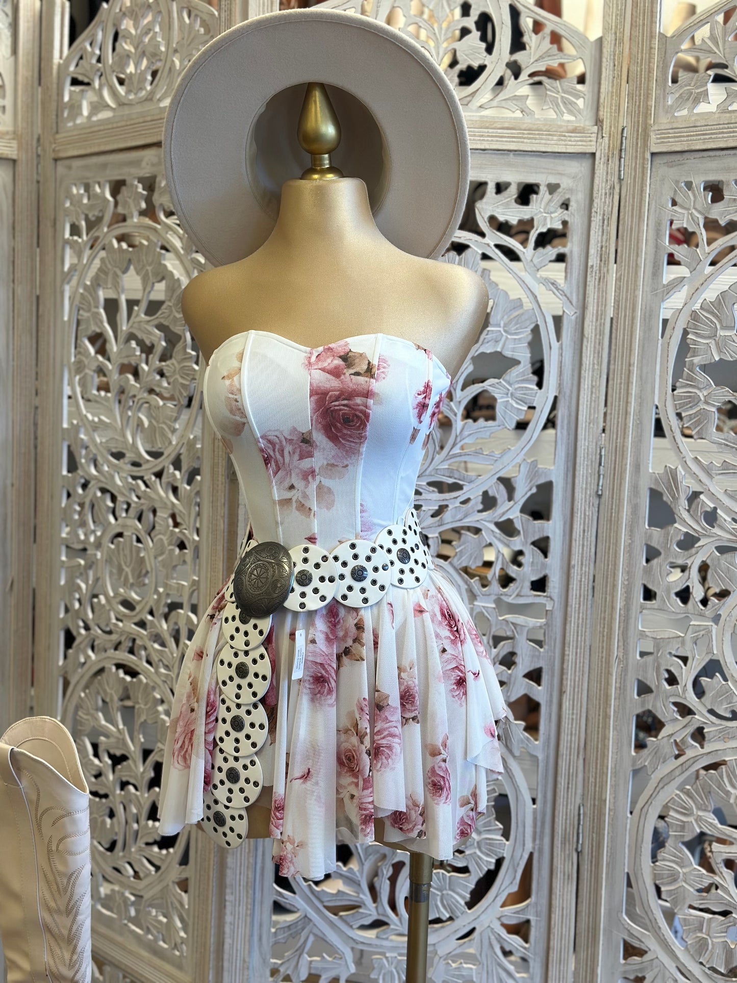 Strapless Corset Flor Mini Dress - Estira, Stretchy
