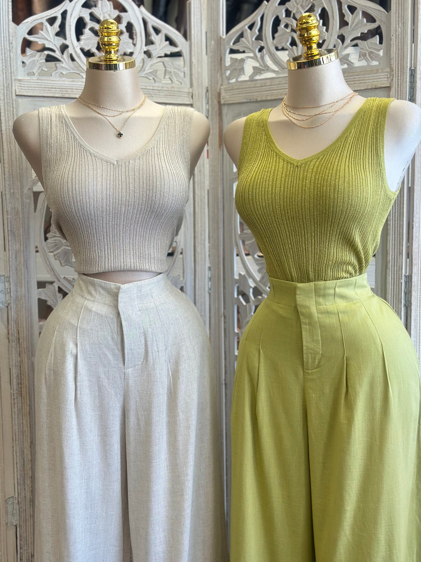 Knit Blouse and Pants Set- Estira, Stretchy