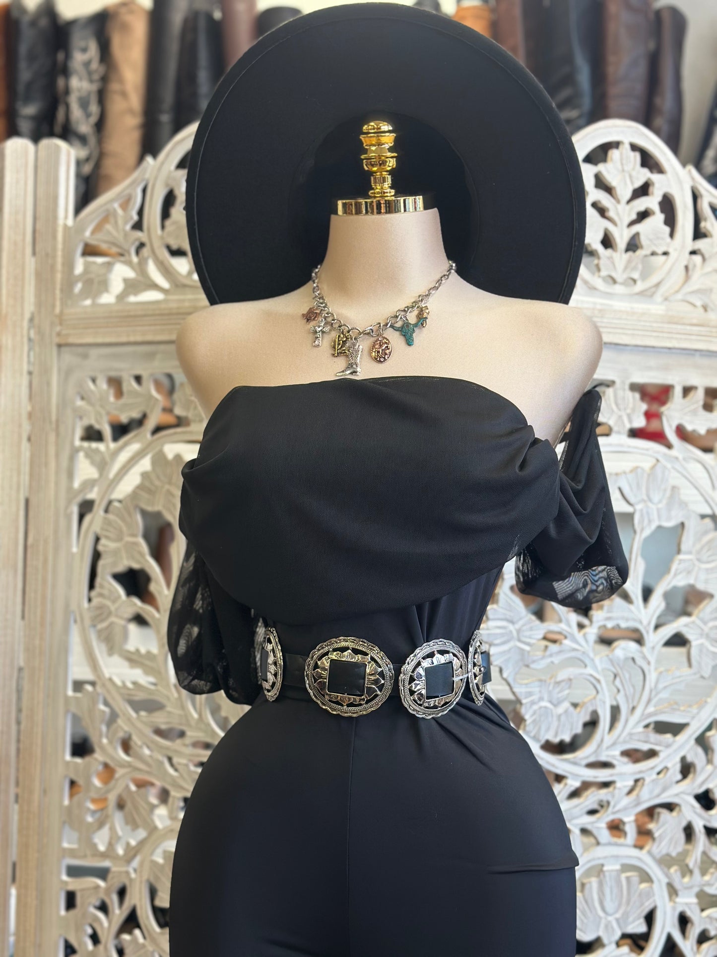Black Circular Brass Belt