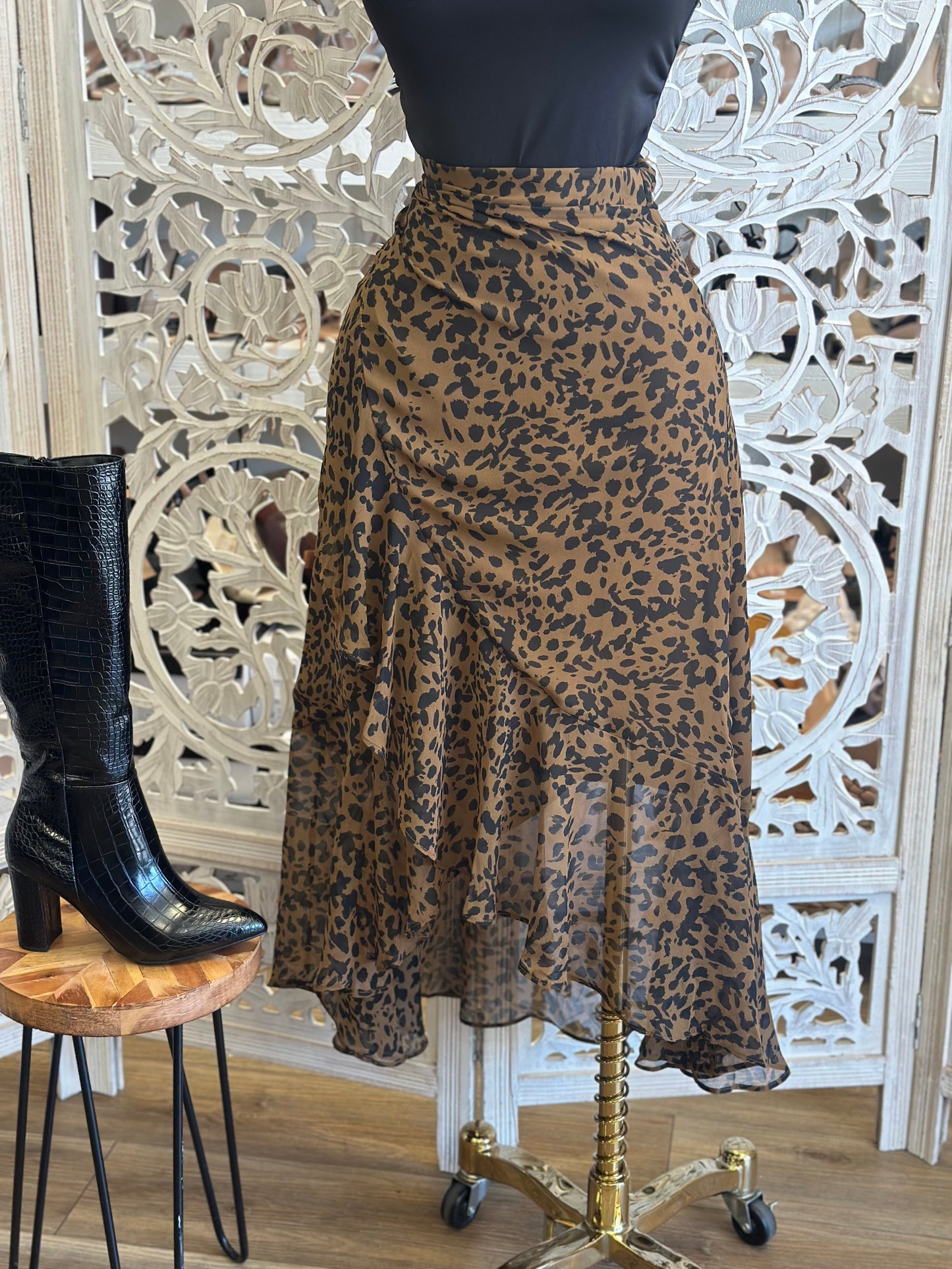 High Low Animal Print Skirt-  Not Stretchy , No Estira