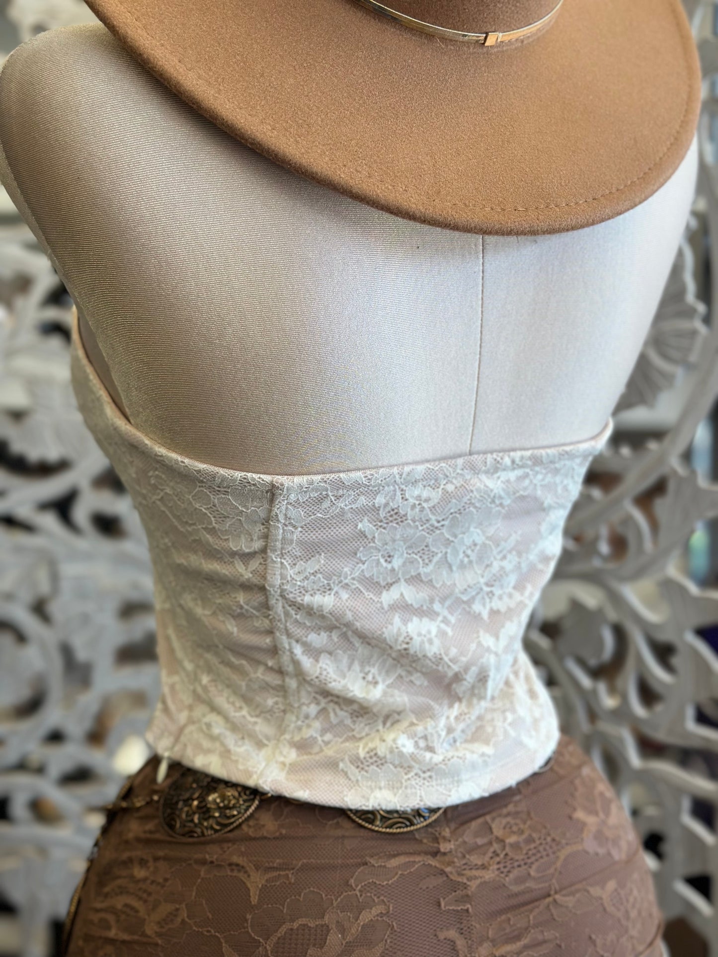Ivory Lace Strapless Top - Estira, Stretchy