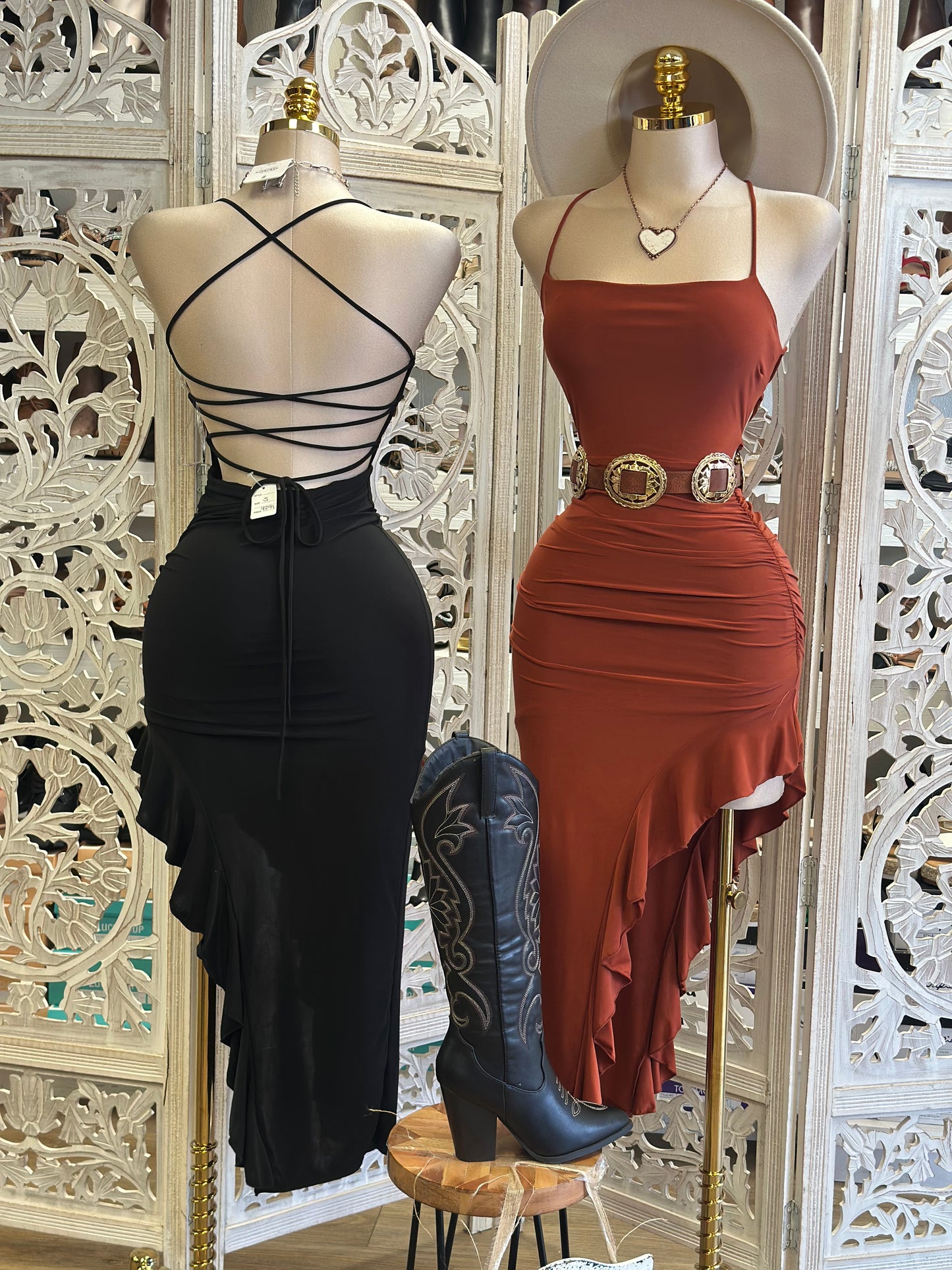 Cross Back Ruffle Dress- Stretchy,Estira