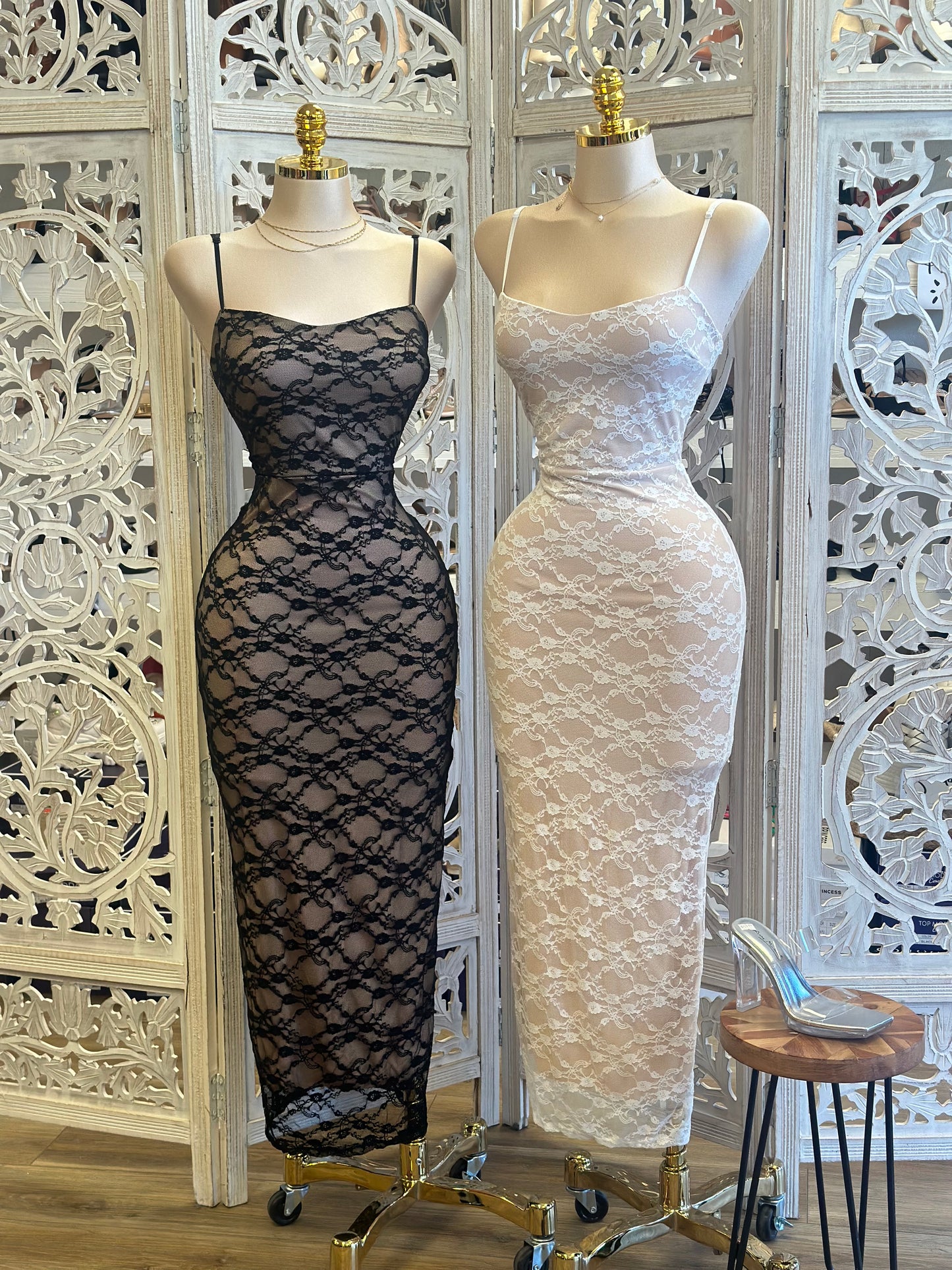 Lace Midi Bodycon Dress- Stretchy, Estira