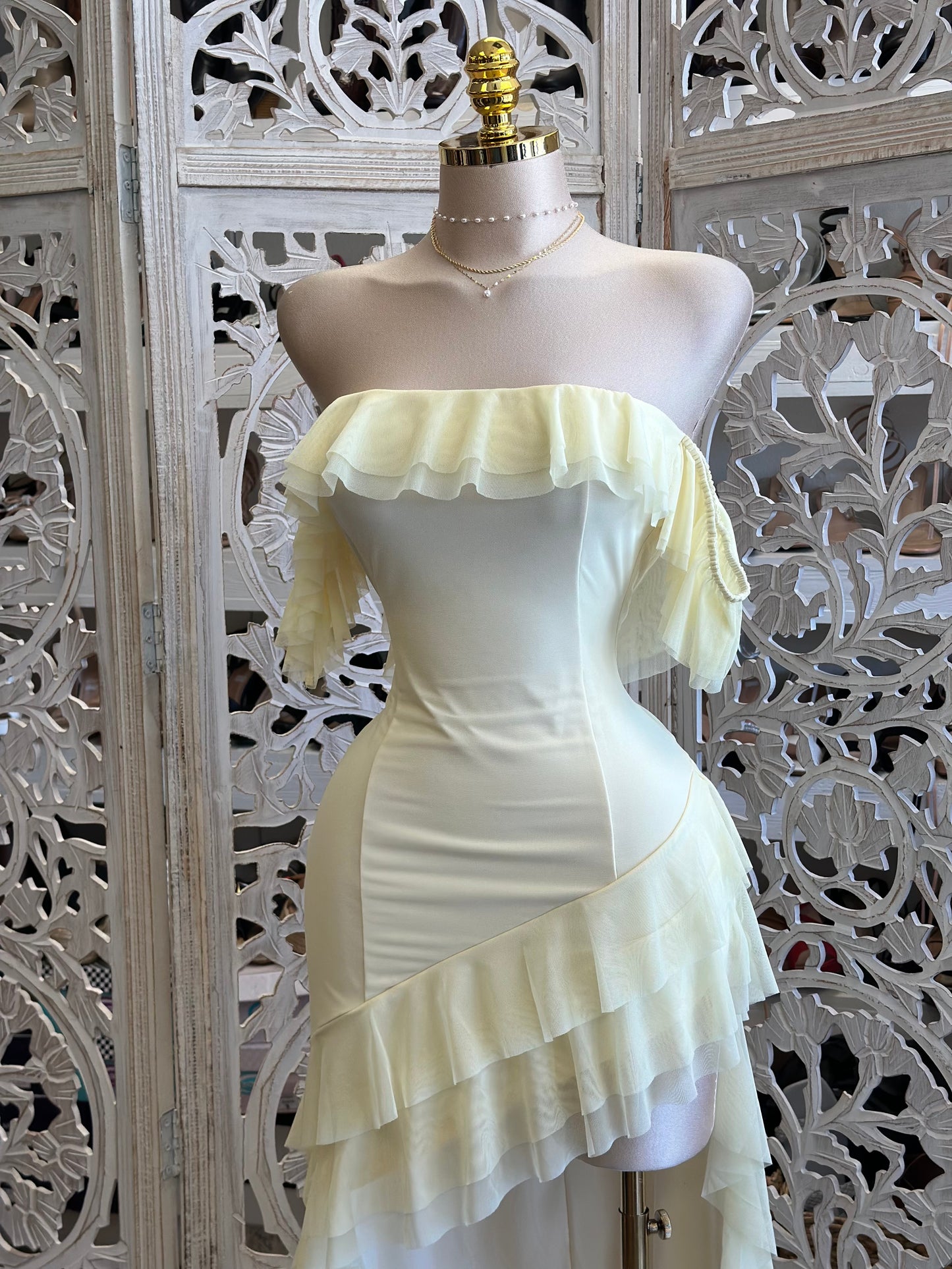 Butter Ruffle Dress- Stretchy, Estira