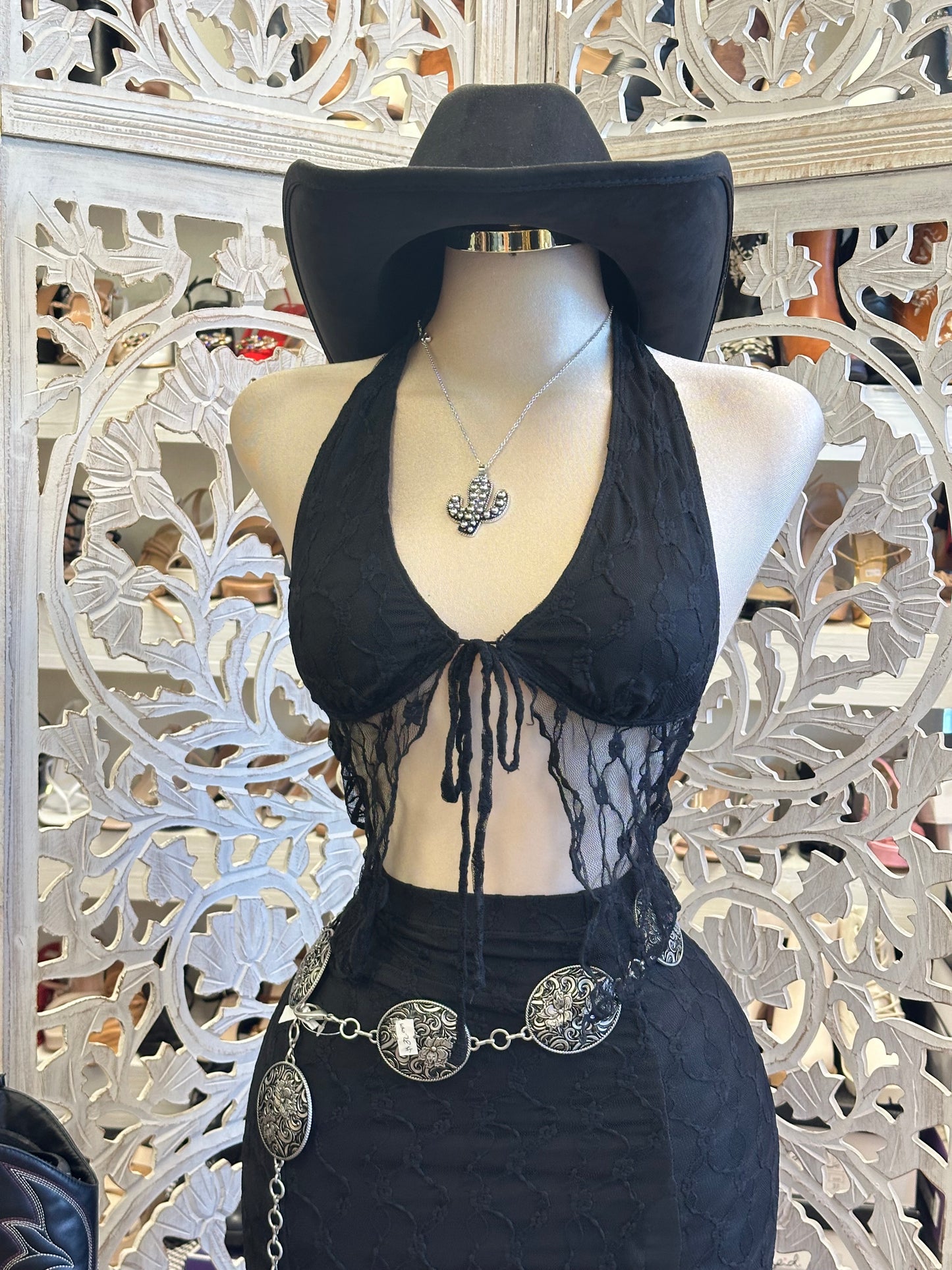 Black Lace Midi Set- Estira,Stretchy