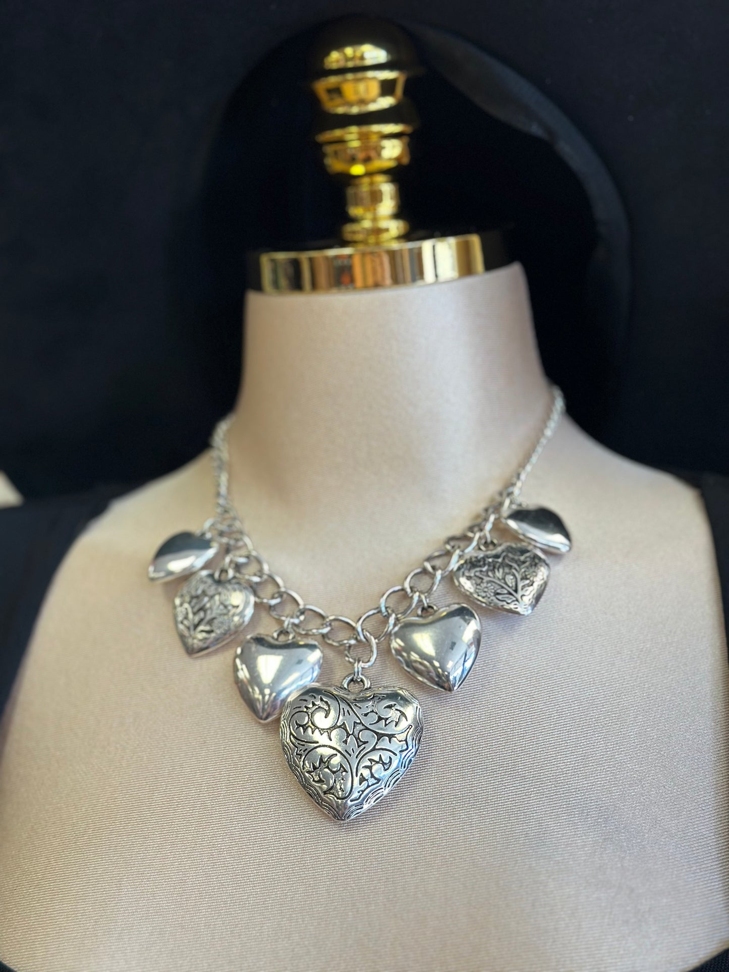 Silver Heart Thick Necklace