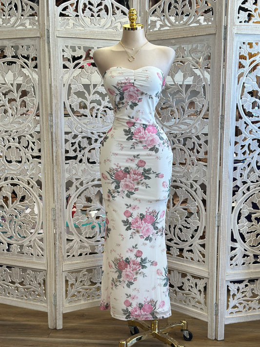 Heartline Pastel Floral Maxi Dress- Stretchy, Estira