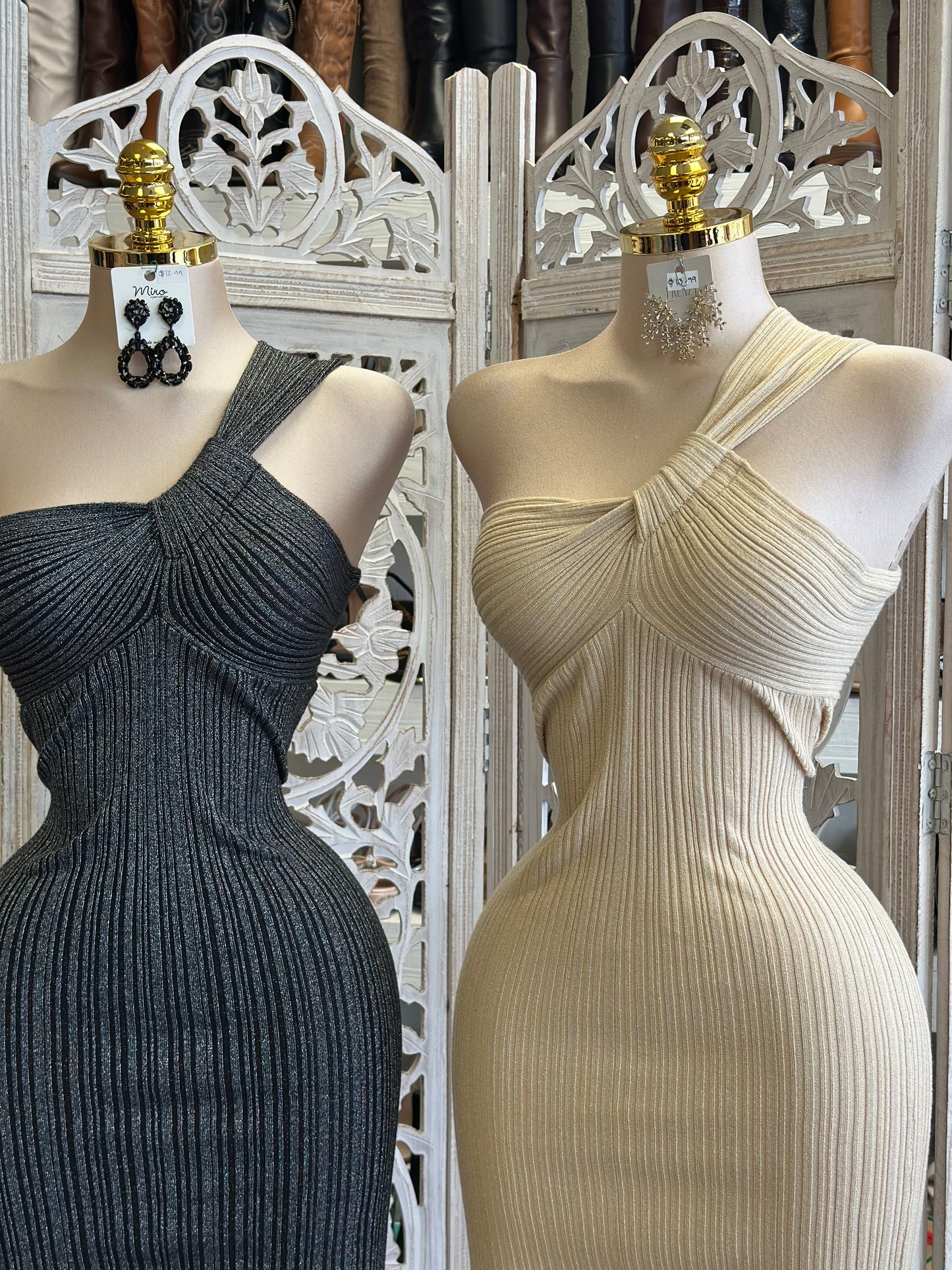 Ribbed One Sleeve Dress- Stretchy,Estira