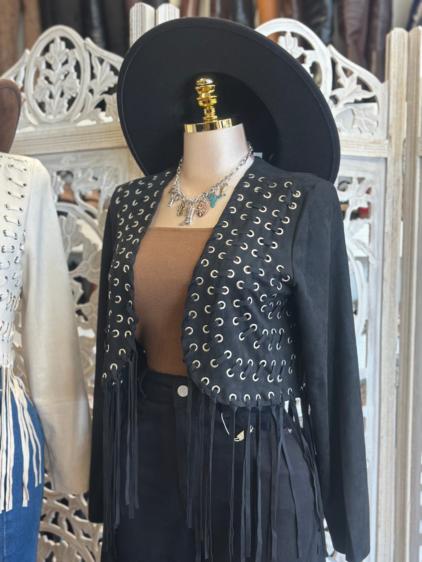 Fringe Thread Suede Jacket
