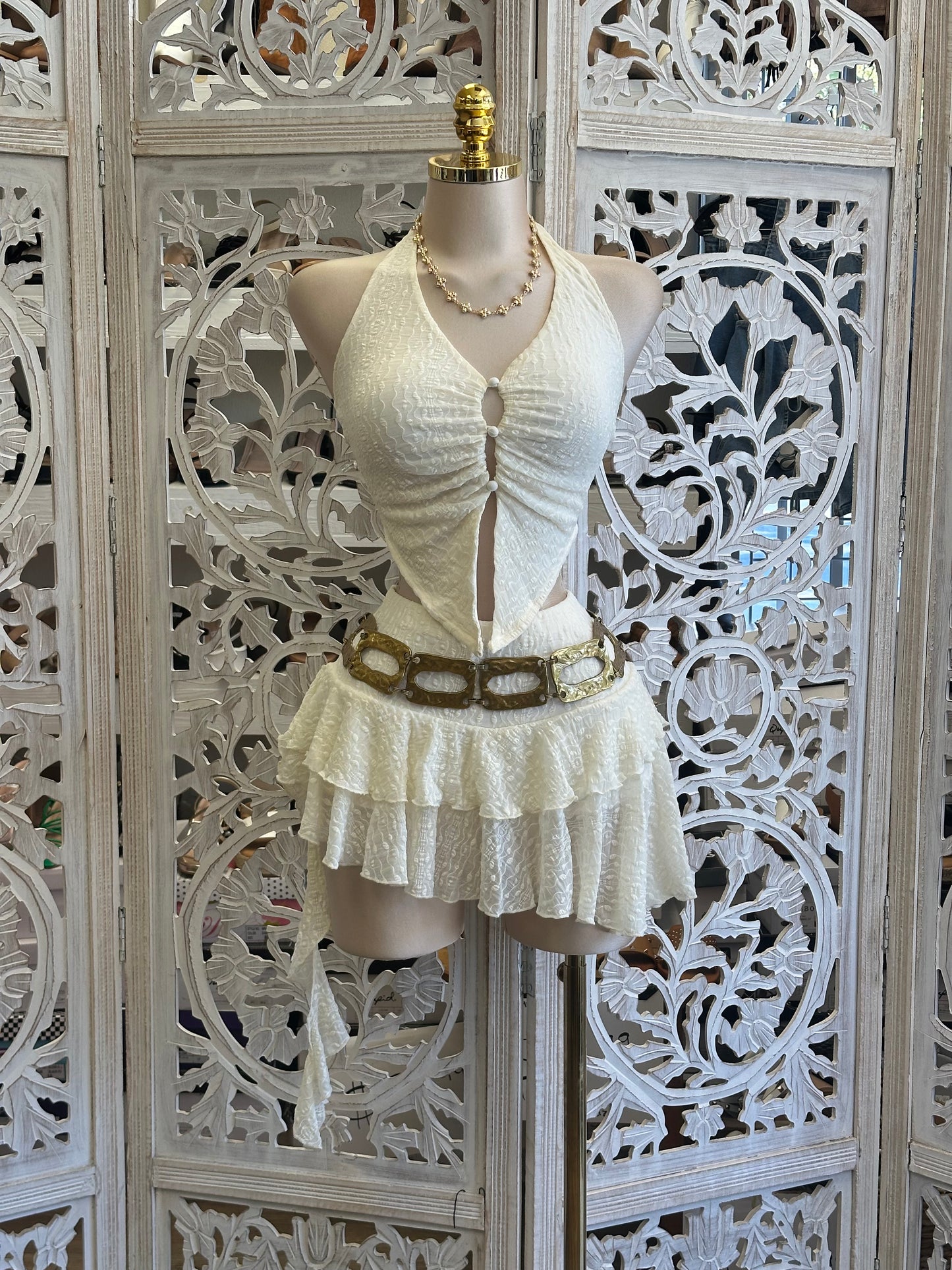 Ruffle Mini Skirt Set- Stretchy, Estira