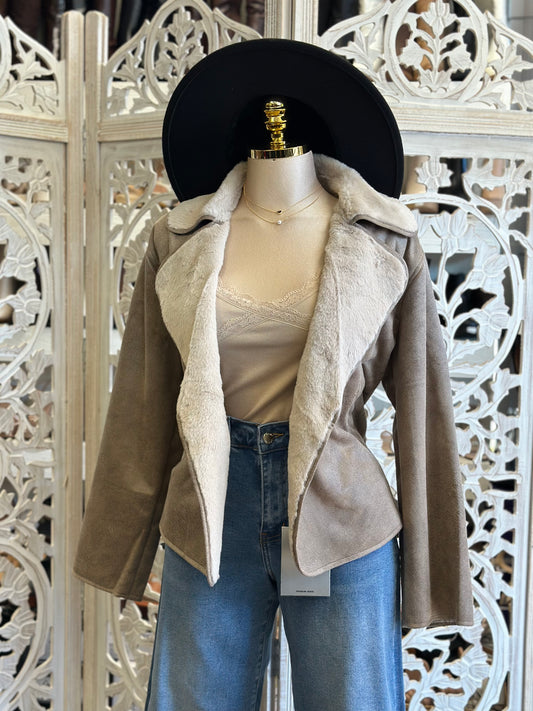 Taupe Suede Soft Jacket- Runs Big