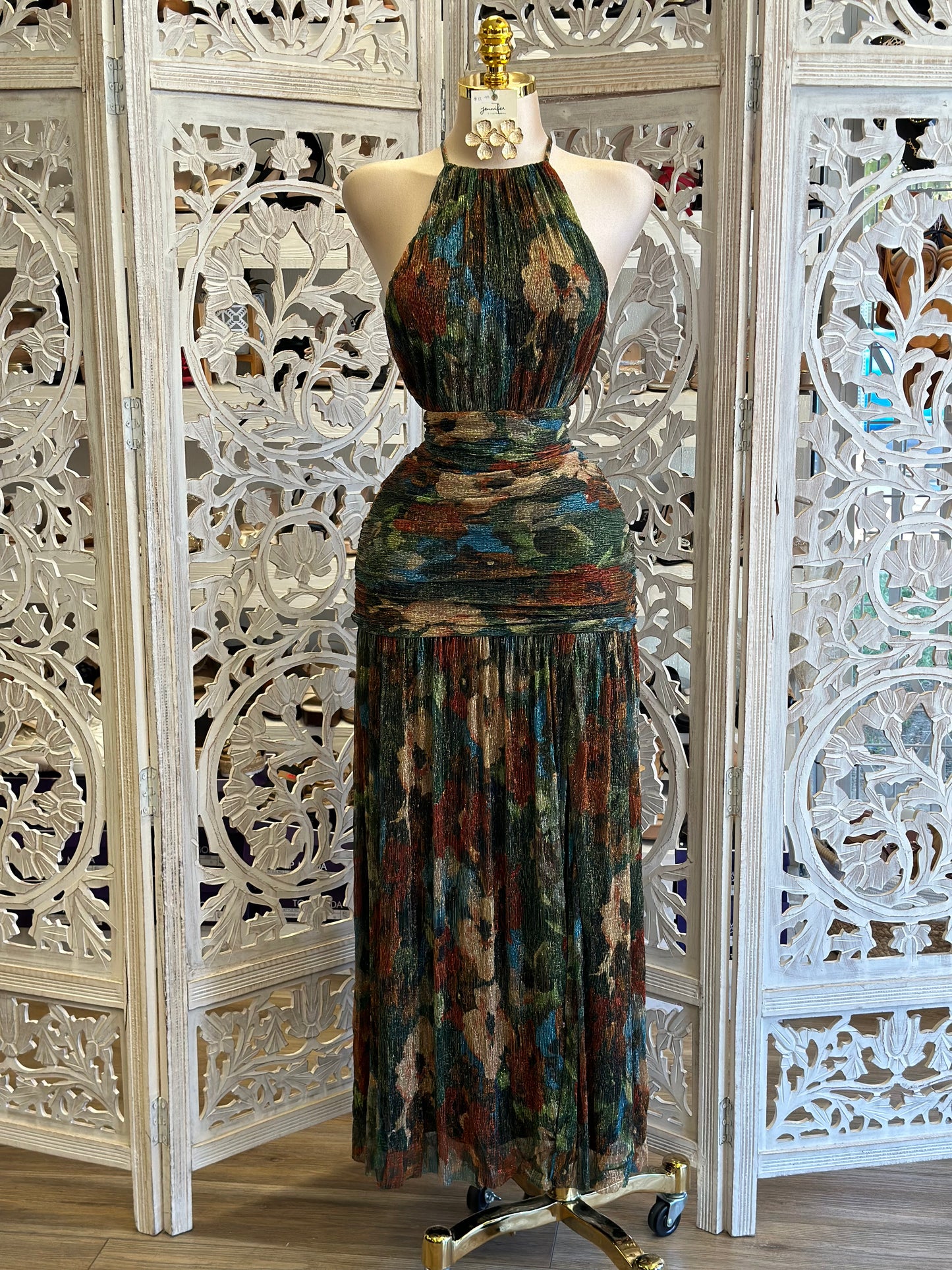 Halter Metallic Multi Color Dress- Stretchy, Estira