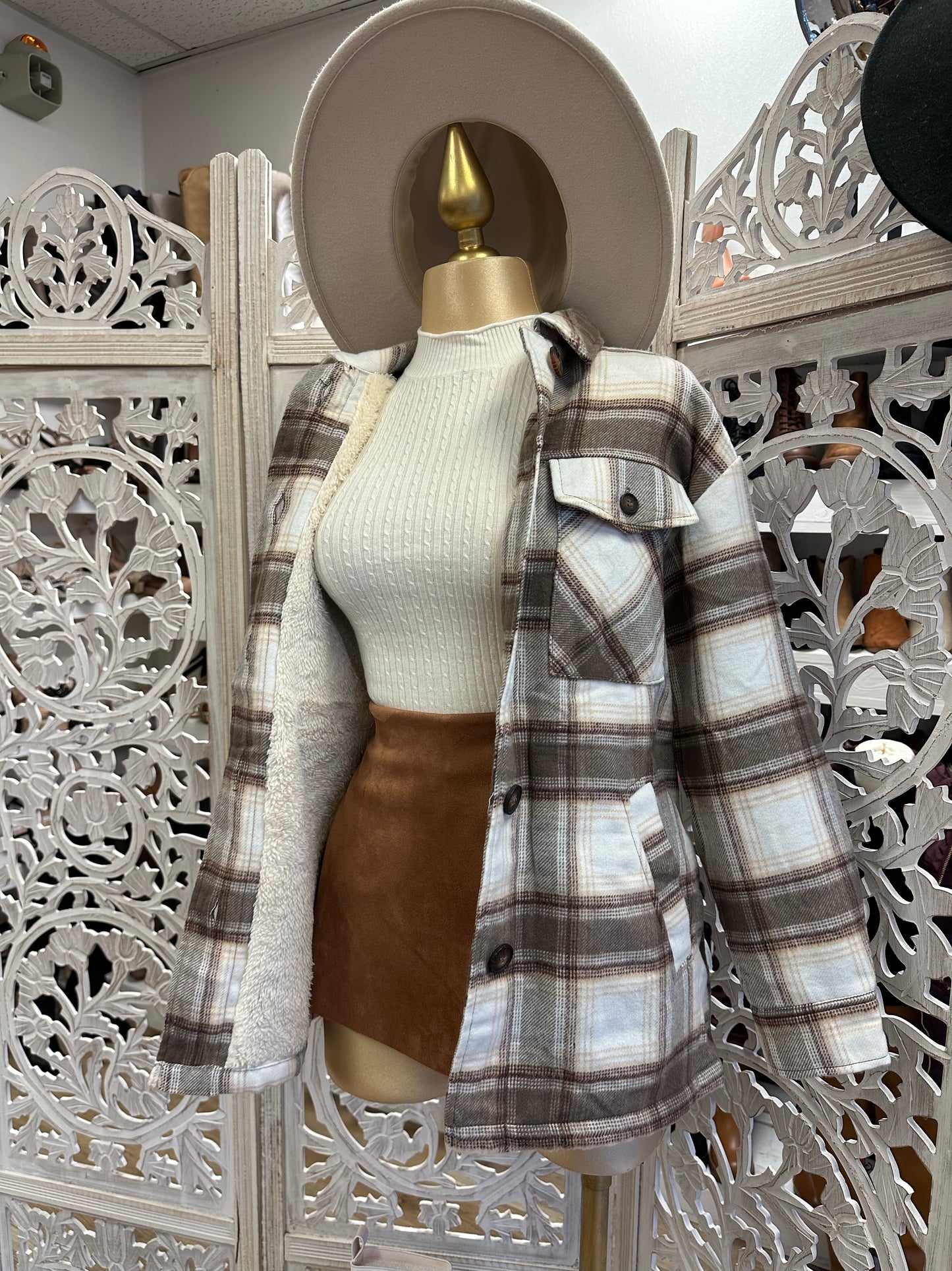 Mocha Flannel Fleece Lined Jacket