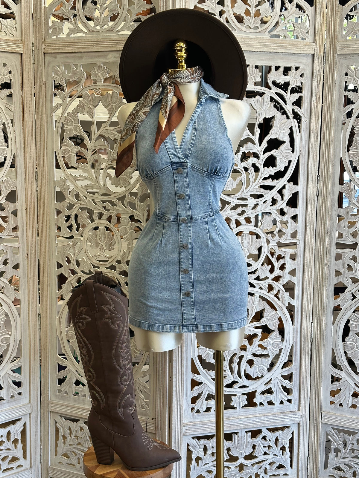 Wildwood Paneled Denim Dress - Slightly Stretchy, Estira Poco