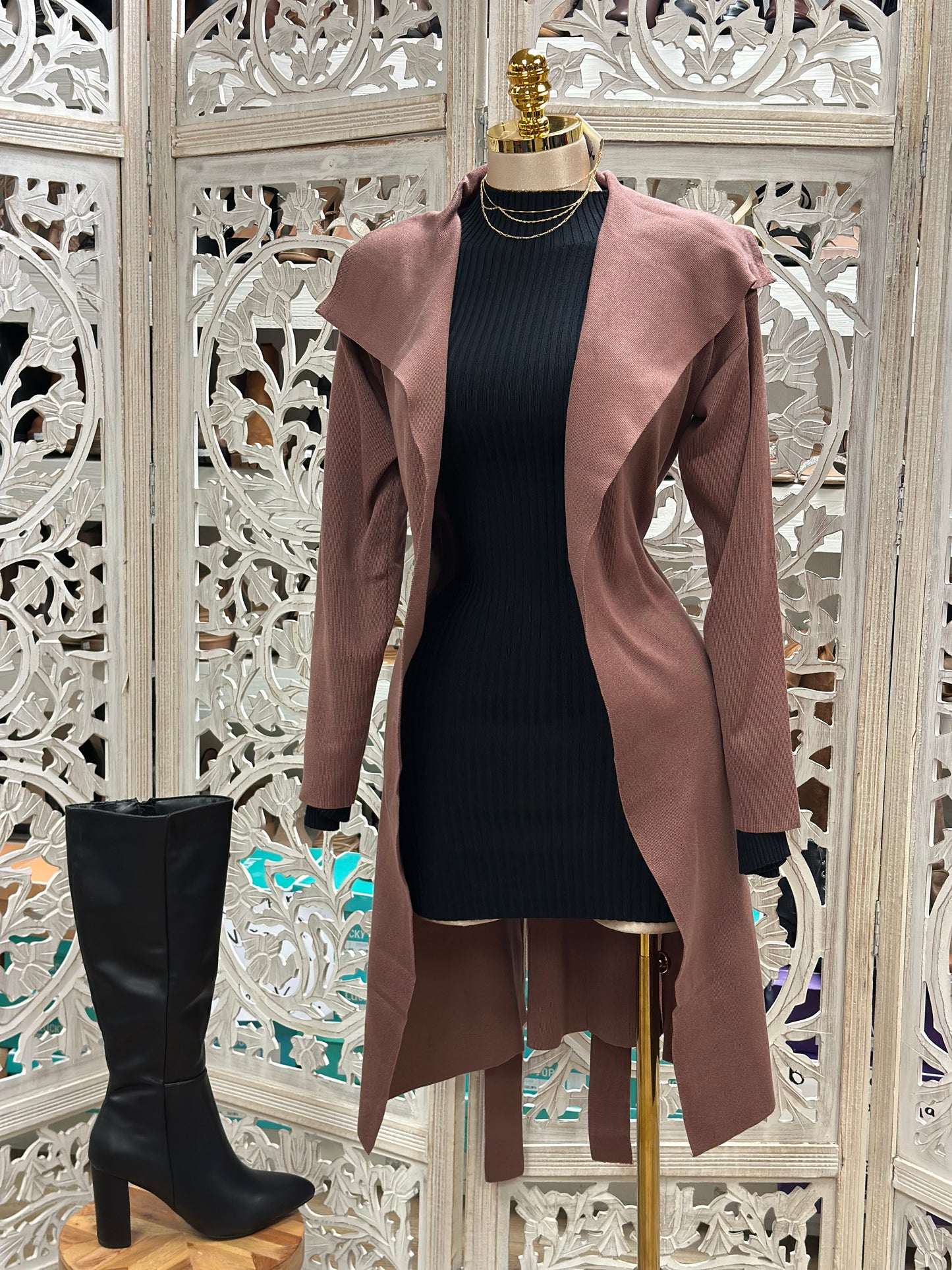 Long Knit Blazer Coat- Stretchy, Estira mucho
