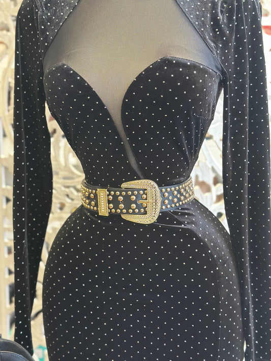 Black with Gold Detail Belt