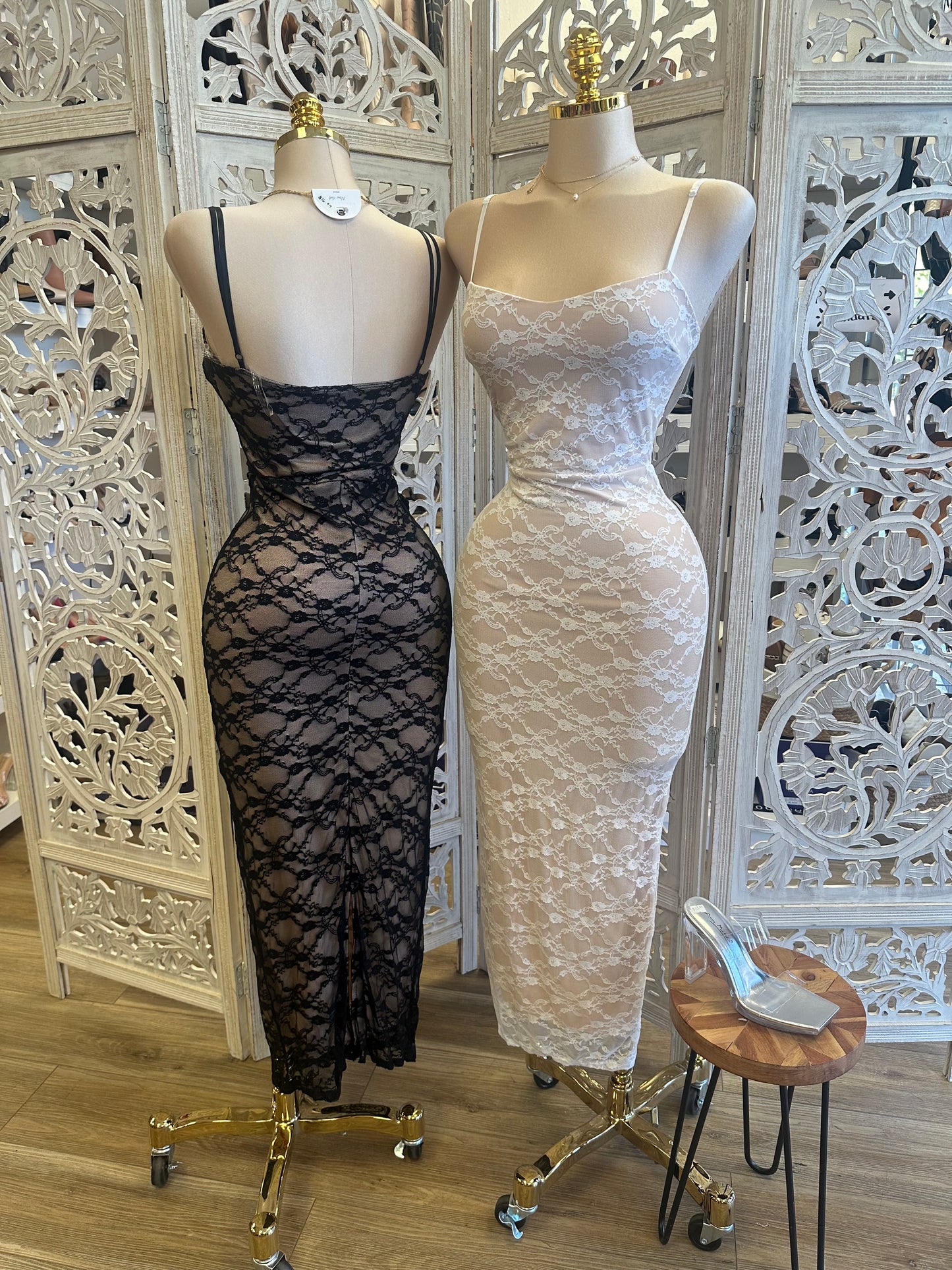 Lace Midi Bodycon Dress- Stretchy, Estira