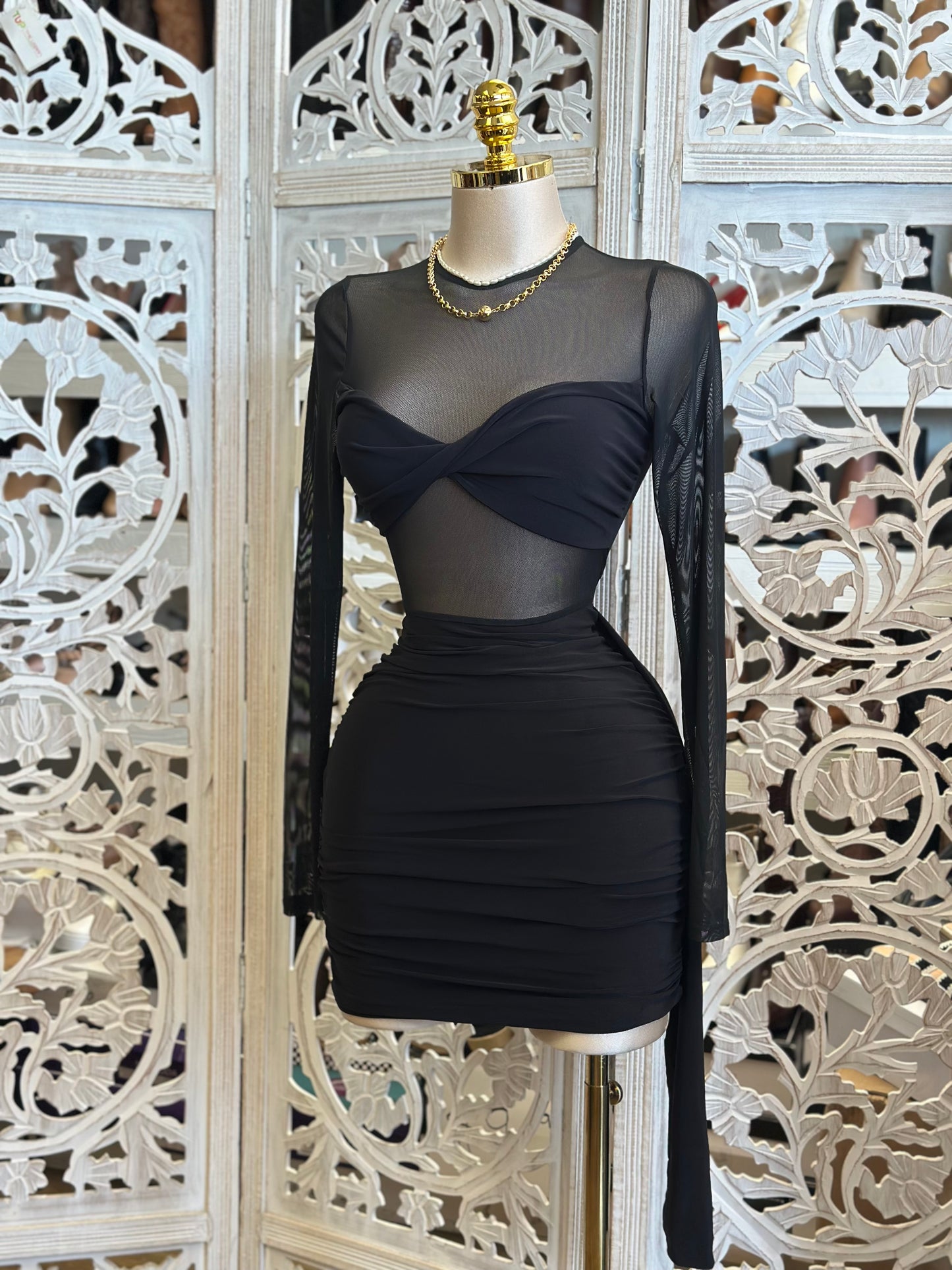 Black Mesh Dress-Stretchy,Estira