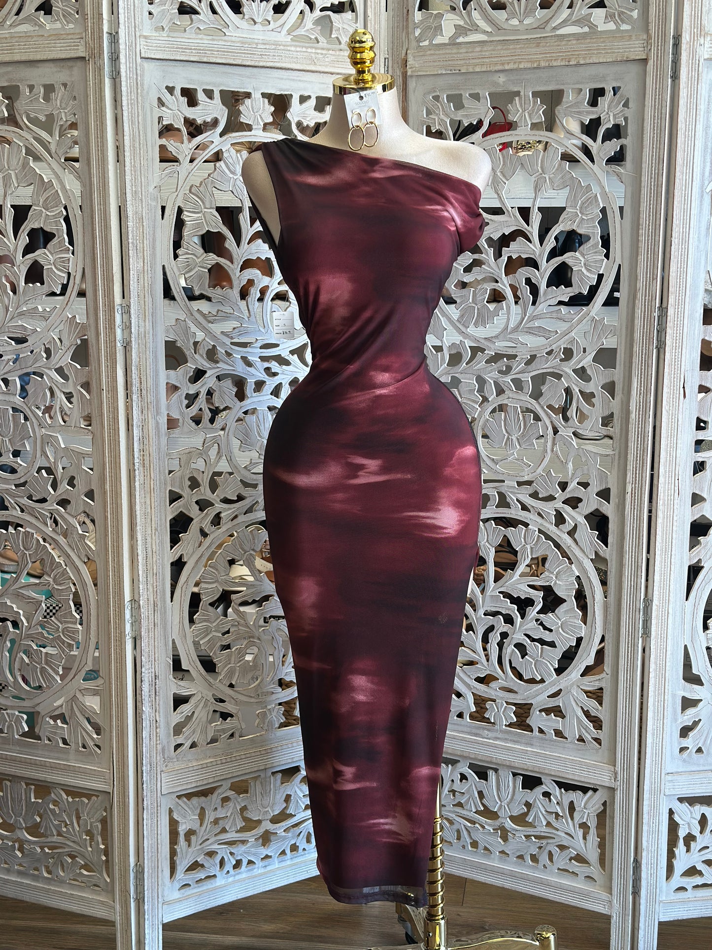 Asymmetrical Violet Tie Dye Dress- Stretchy,Estira