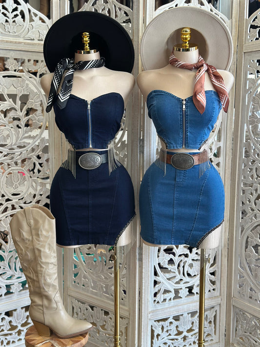 Denim Oval Cutout Set- Stretchy,Estira