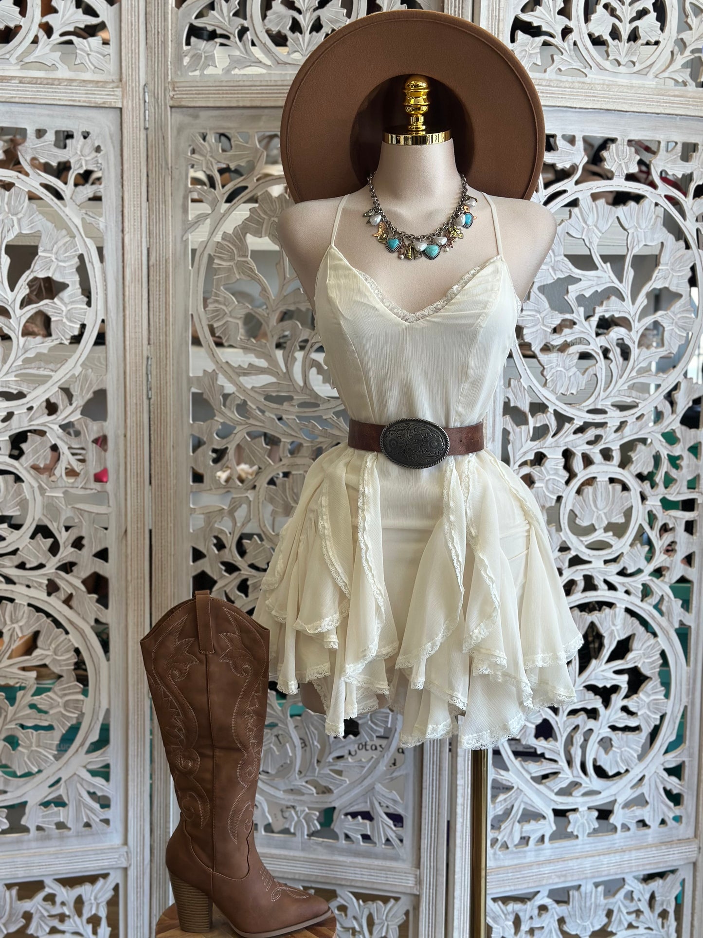 Ruffled Puffy Mini Dress- Not Stretchy, No Estira