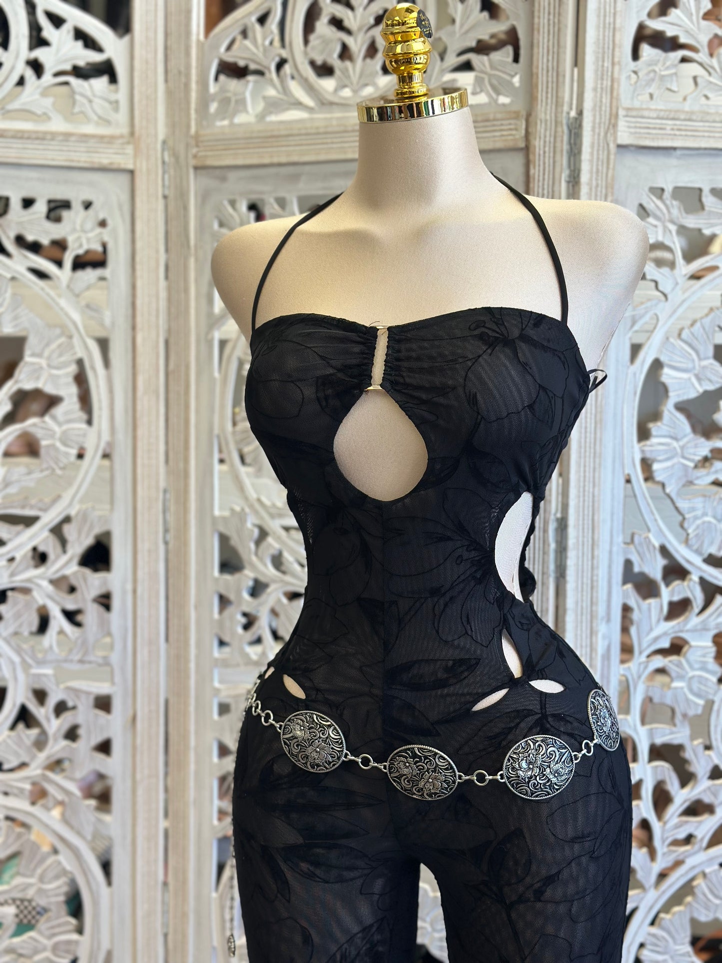 Sexy Mesh Black Jumpsuit - Stretchy,Estira