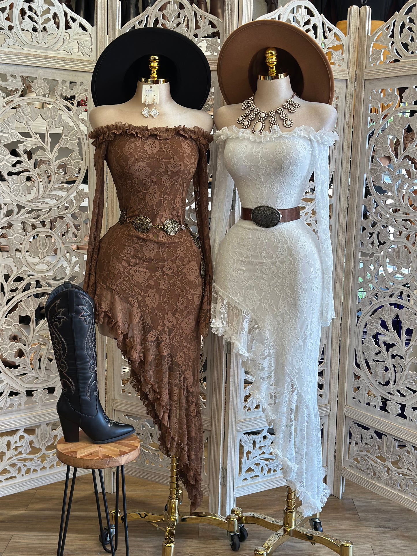 Lace High Low Midi Dress-Estira , Stretchy
