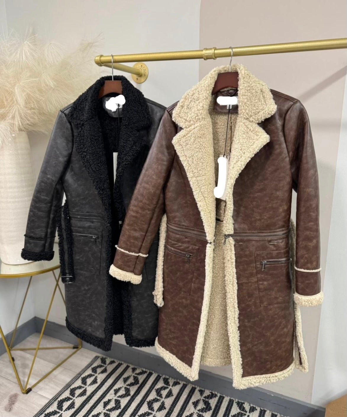 2 in 1 Sherpa Lined Faux Leather Coat