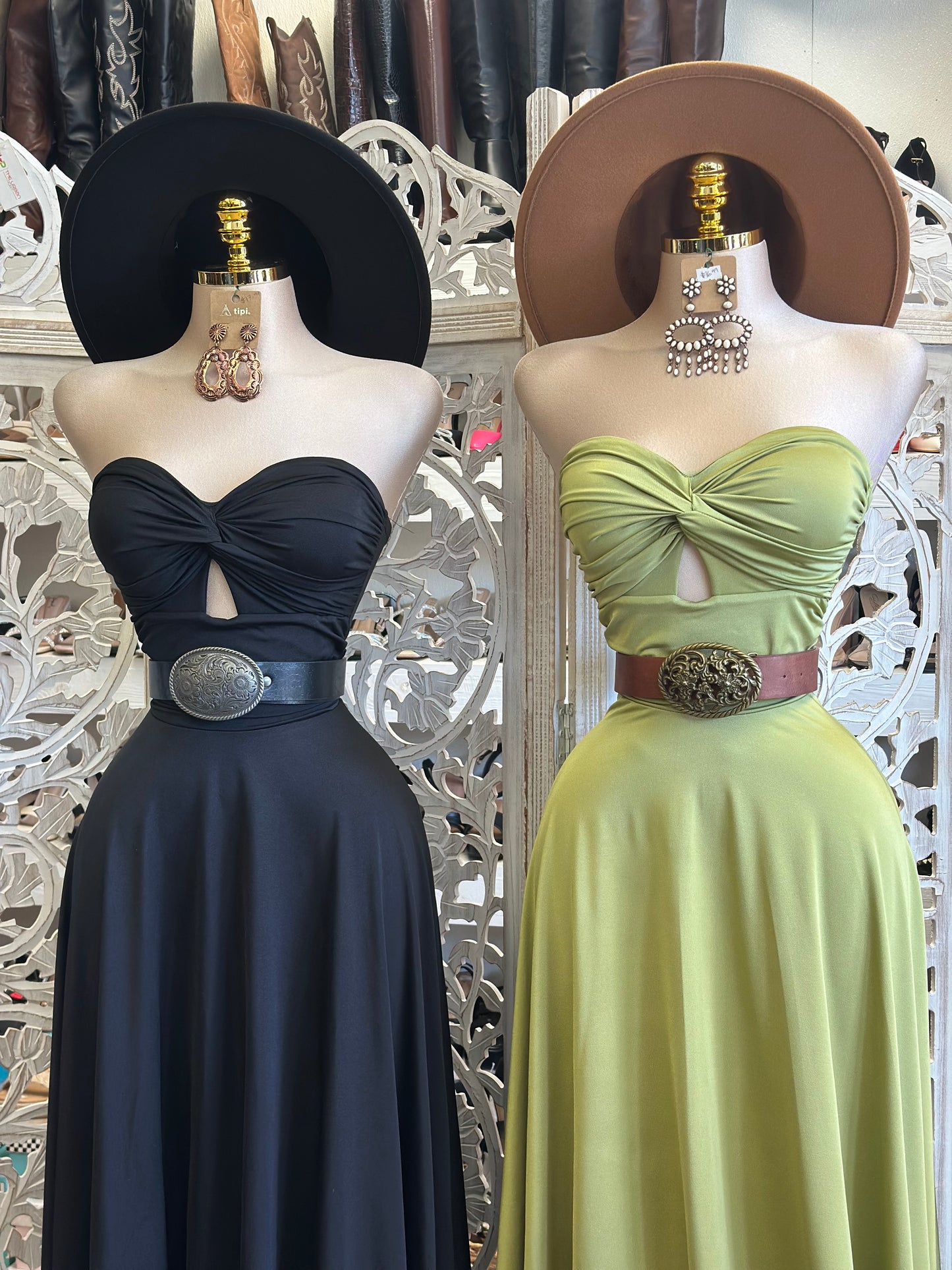 A Line Keyhole Maxi Dress - Estira , Stretchy