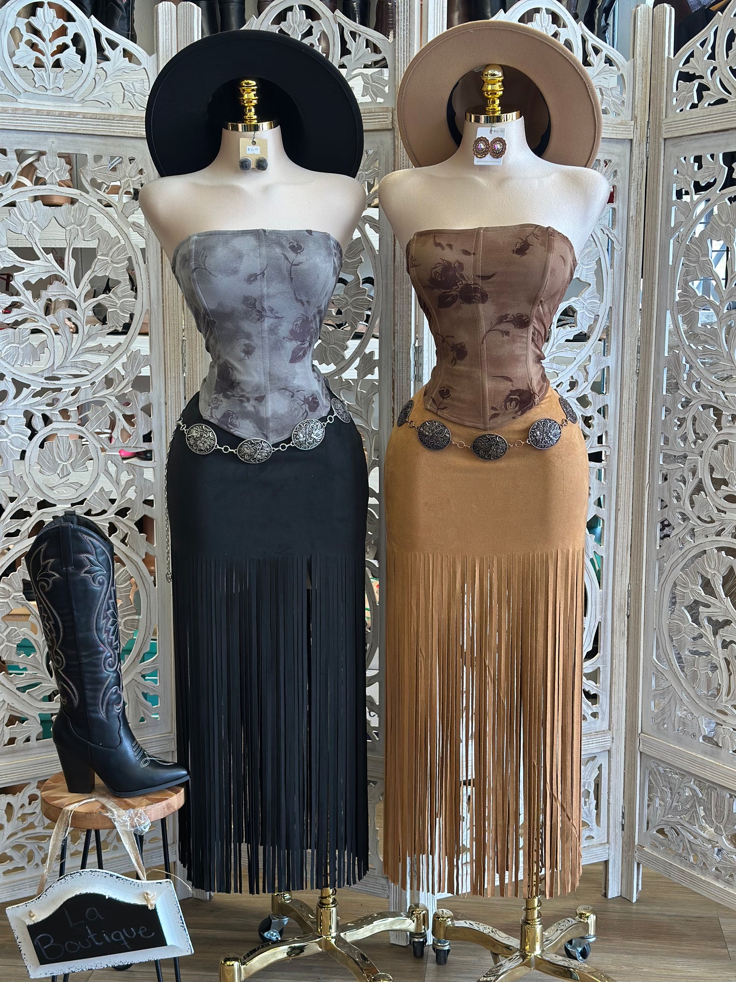 Long Fringe Skirt-Estira, Stretchy