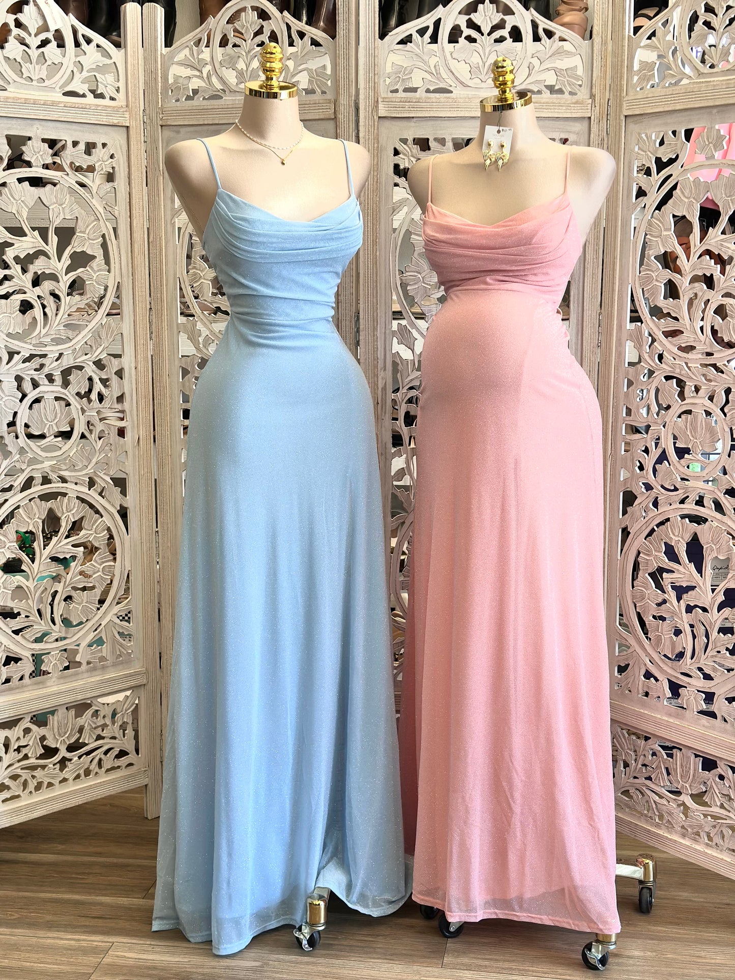 Glittery Cross Back Maxi Dress - Estira, Stretchy