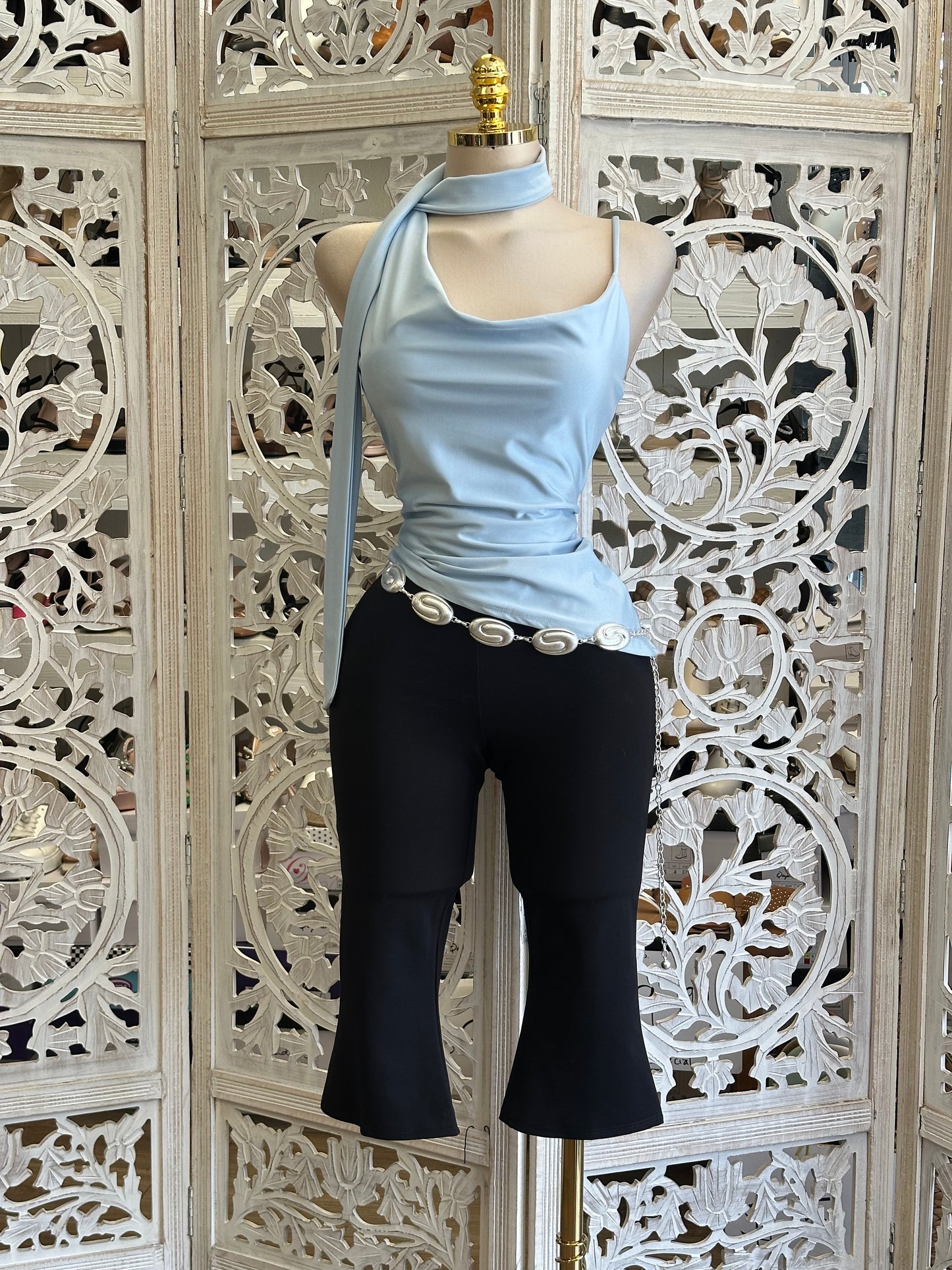 Black Capri Pants Top- Estira , Stretchy