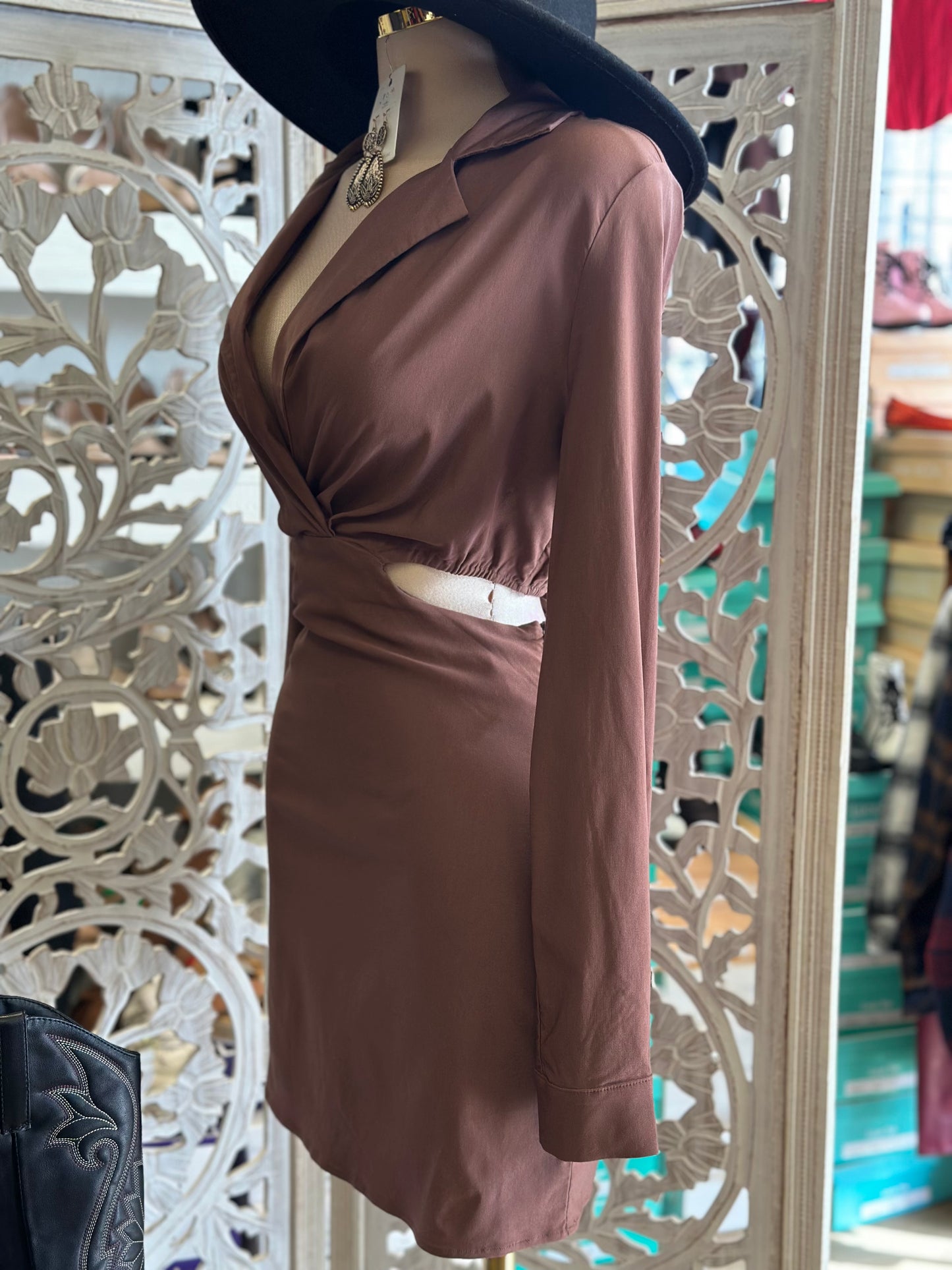 Cutout Wrapped Mini Dress- Stretchy,Estira
