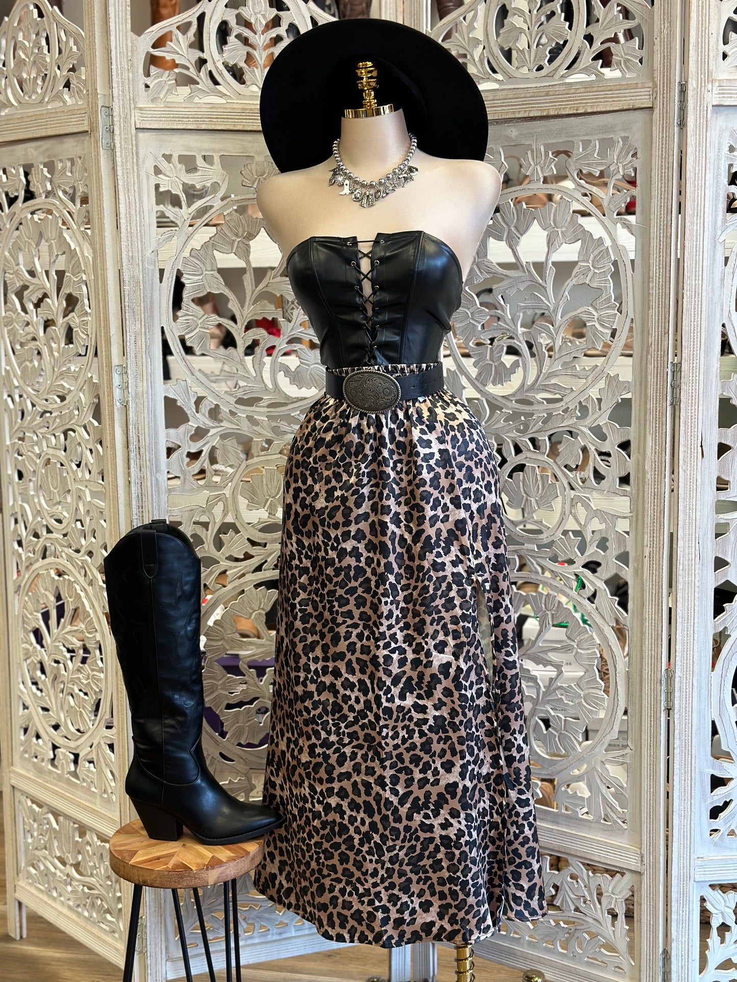 Cheetah Print Maxi Skirt- Estira, Stretchy