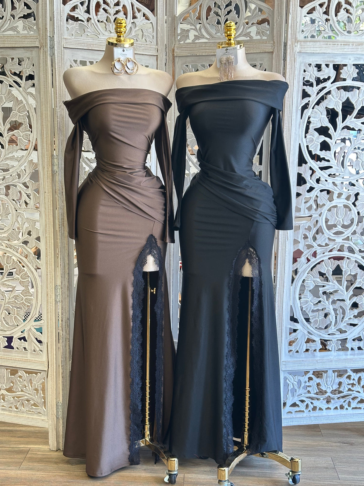 Clarinda Column Gown- Estira , Stretchy