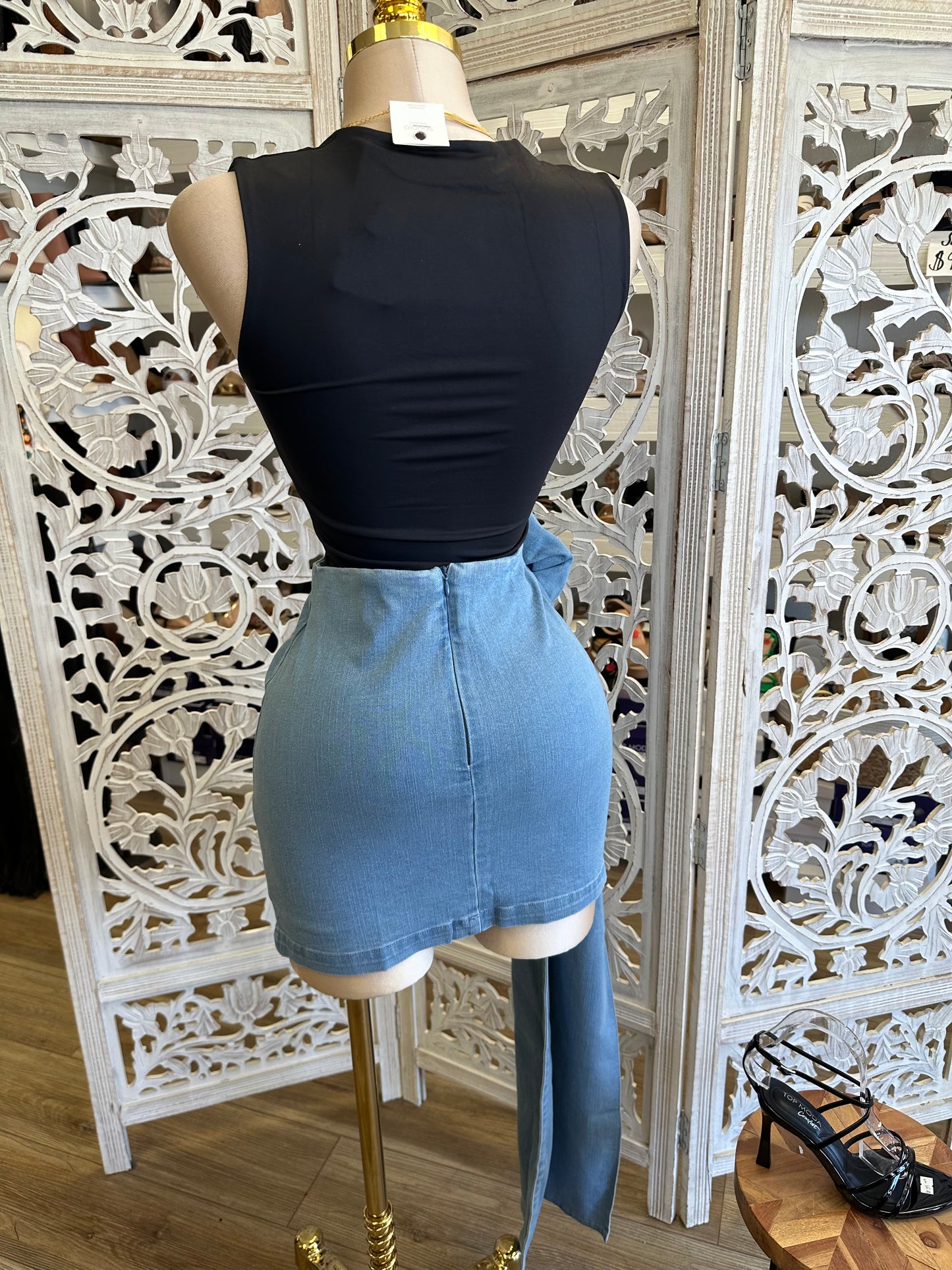 Denim Enlarged Slower Tailed Skirt- Estira, Stretchy