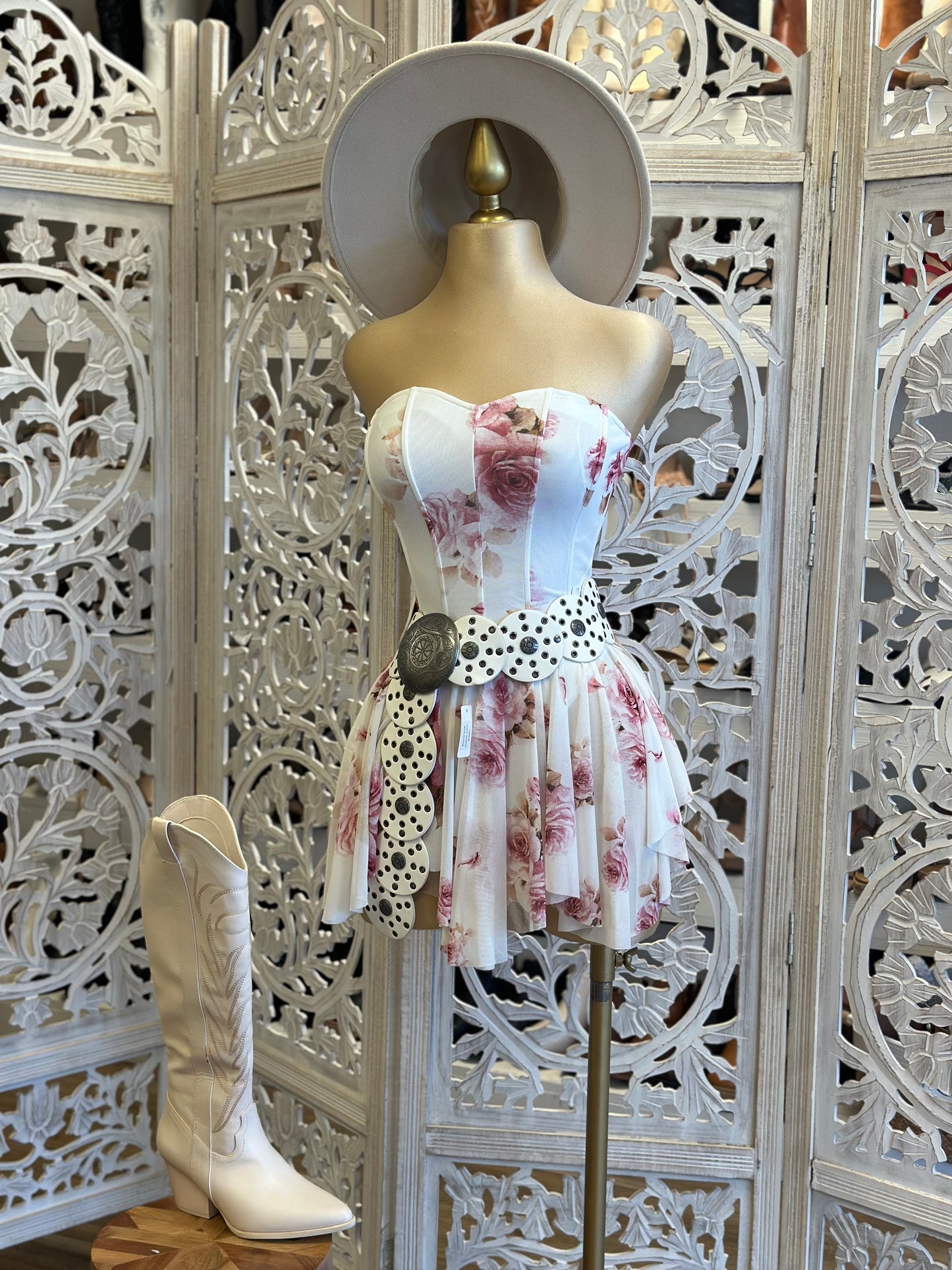 Strapless Corset Flor Mini Dress - Estira, Stretchy