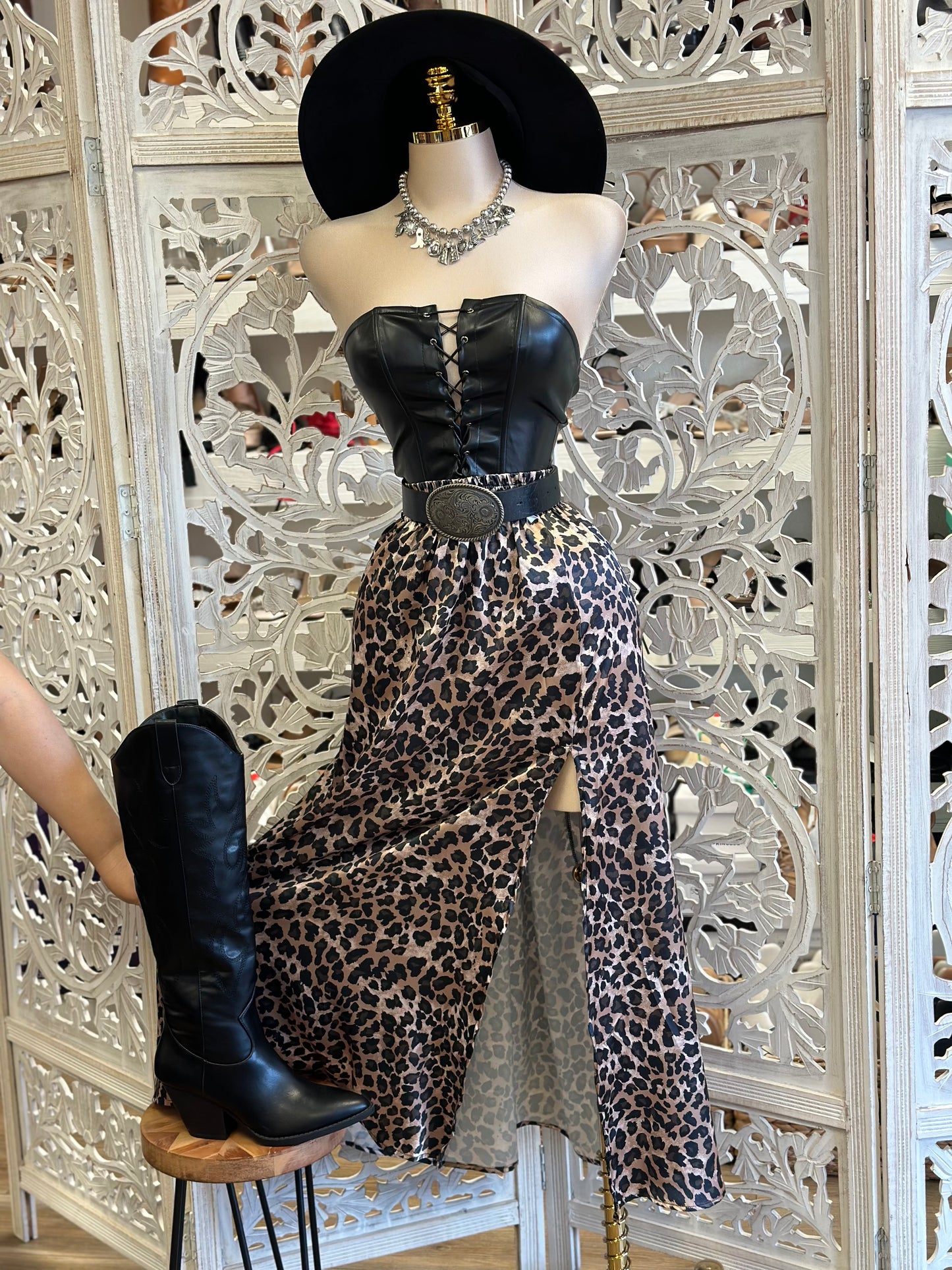 Cheetah Print Maxi Skirt- Estira, Stretchy