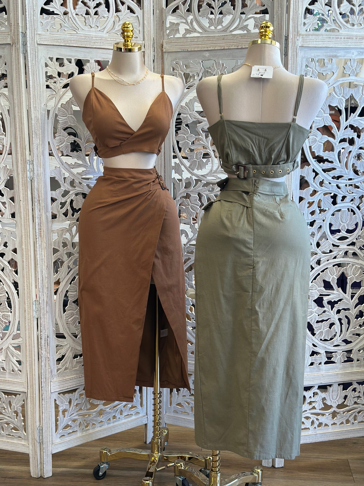 Linen Cropped Set- Estira,Stretchy