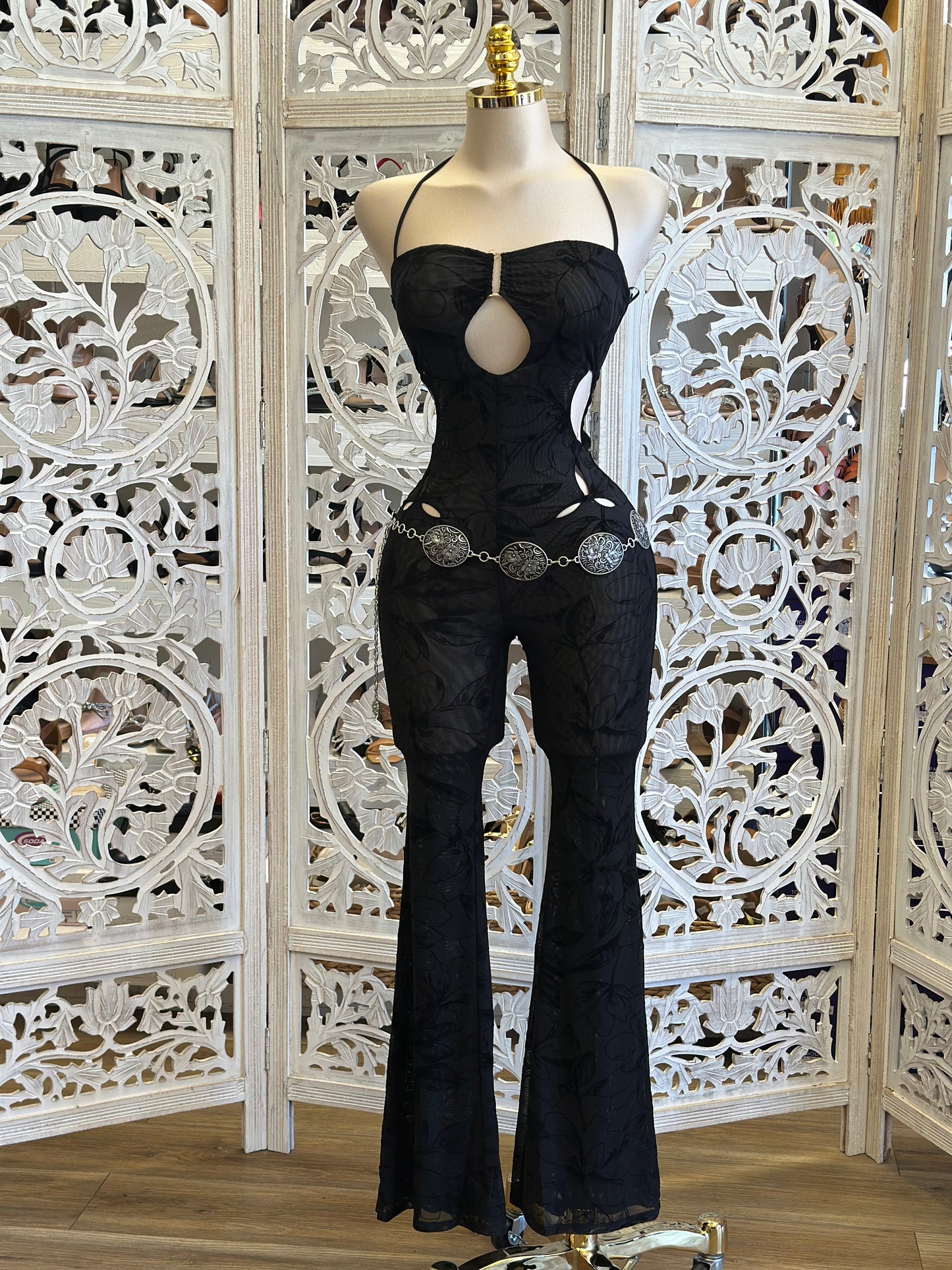 Sexy Mesh Black Jumpsuit - Stretchy,Estira